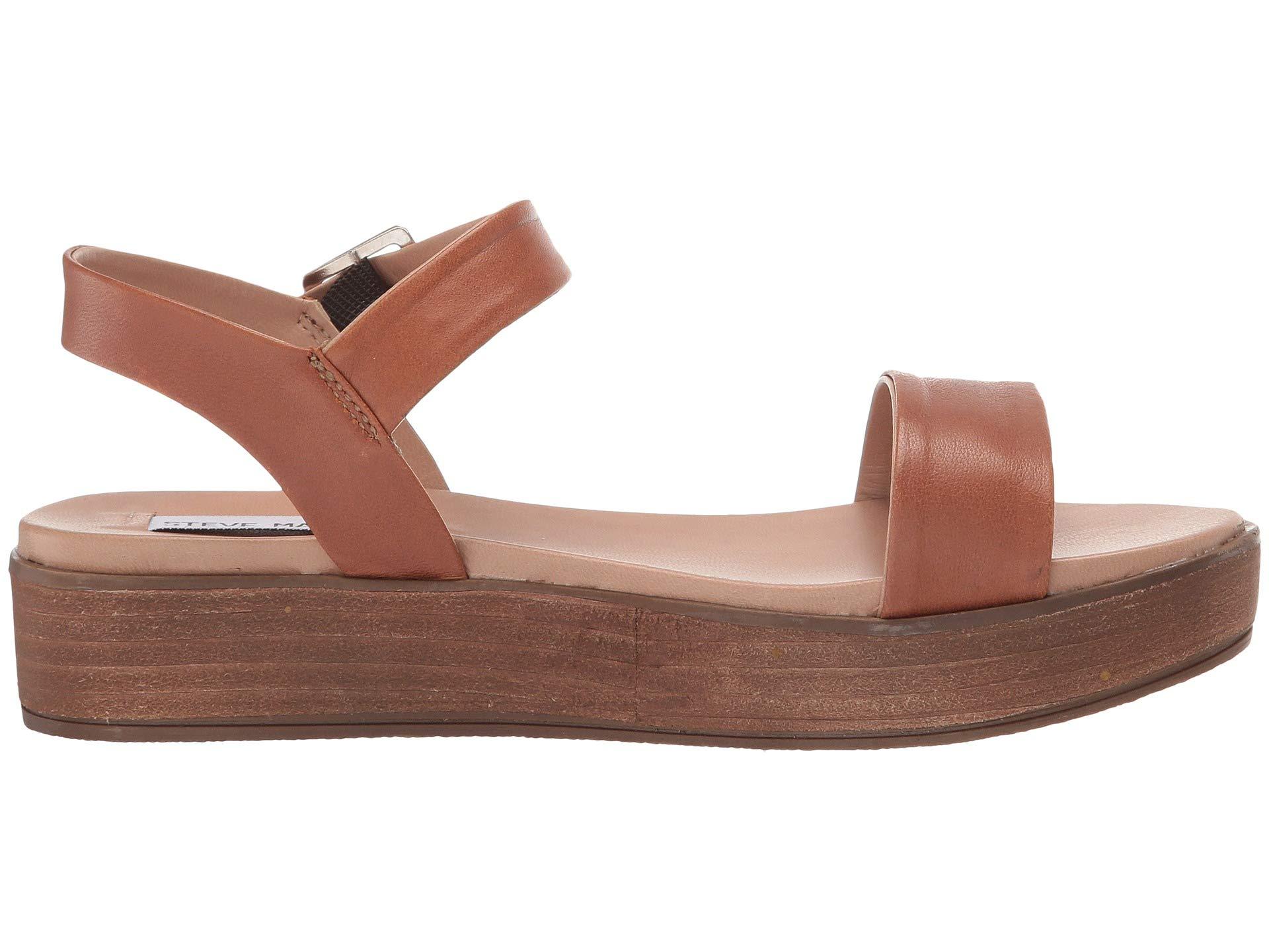 aida cognac leather flatform sandals