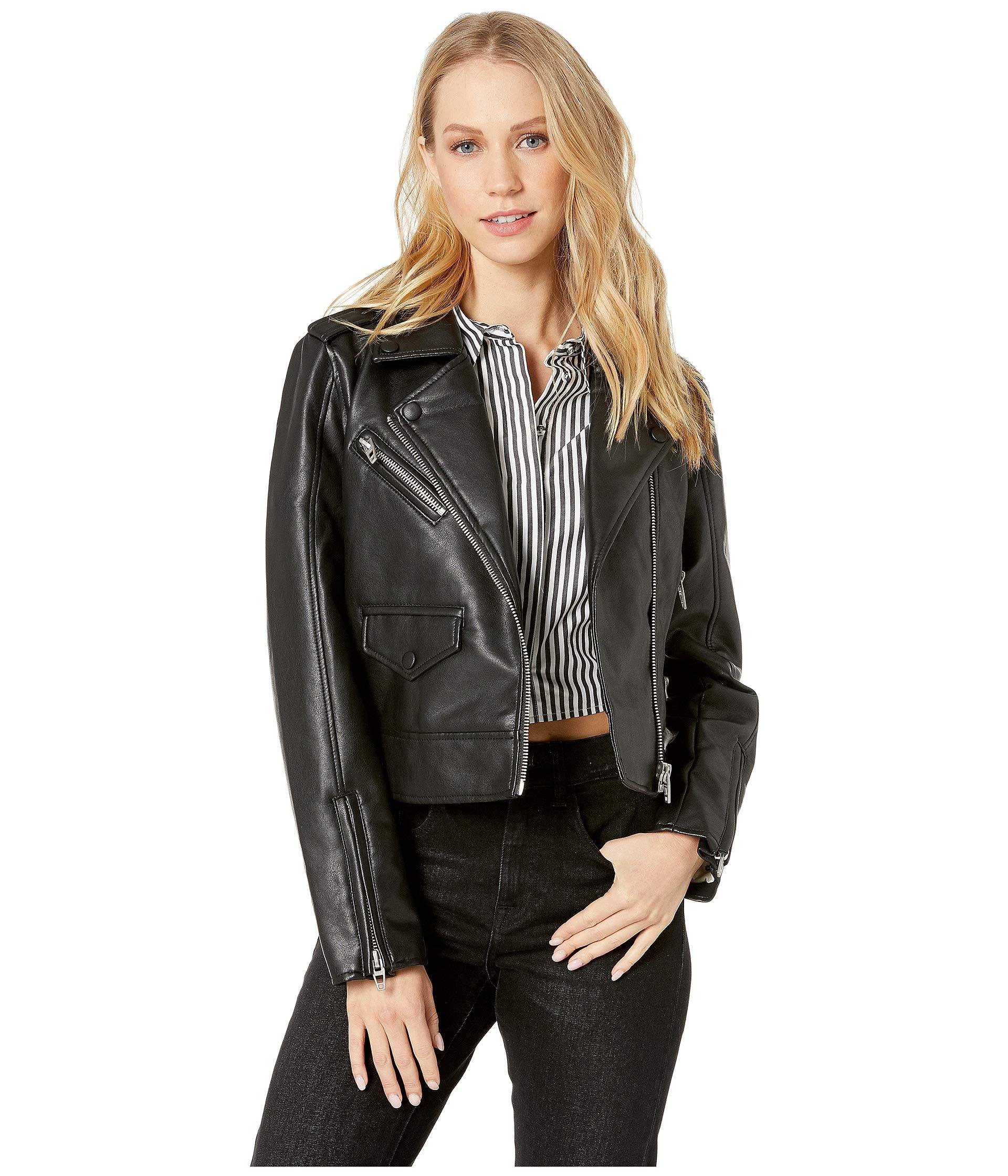 BLANKNYC Womens Cable Knit Vegan Leather Jacket