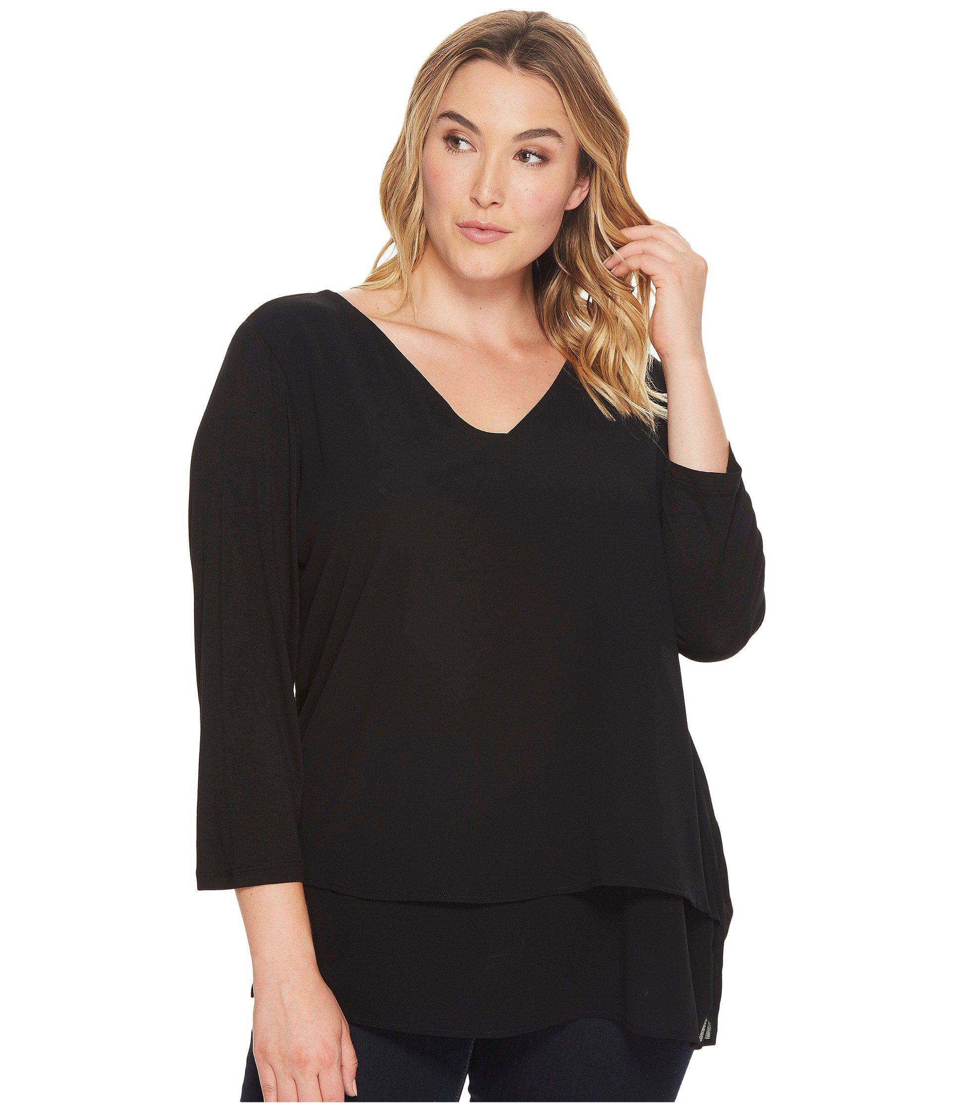 MICHAEL Michael Kors Synthetic Plus Size Vneck Mixed Media Top in