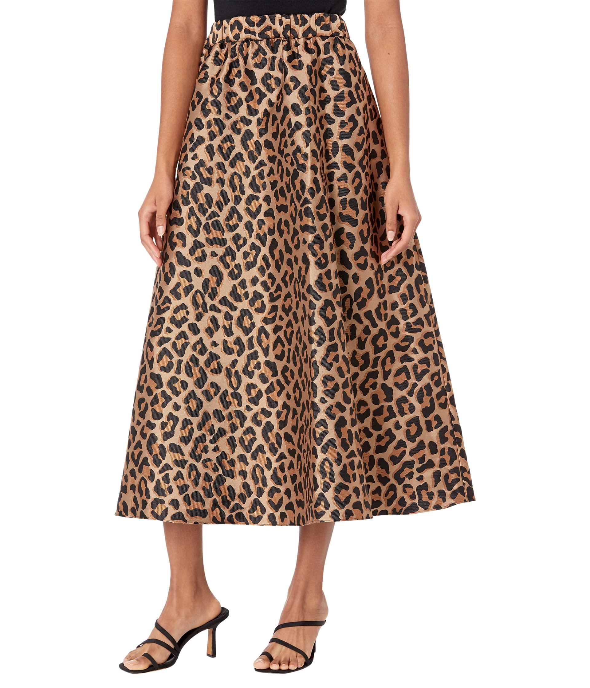 Kate Spade Leopard Jacquard Midi Skirt in Brown | Lyst