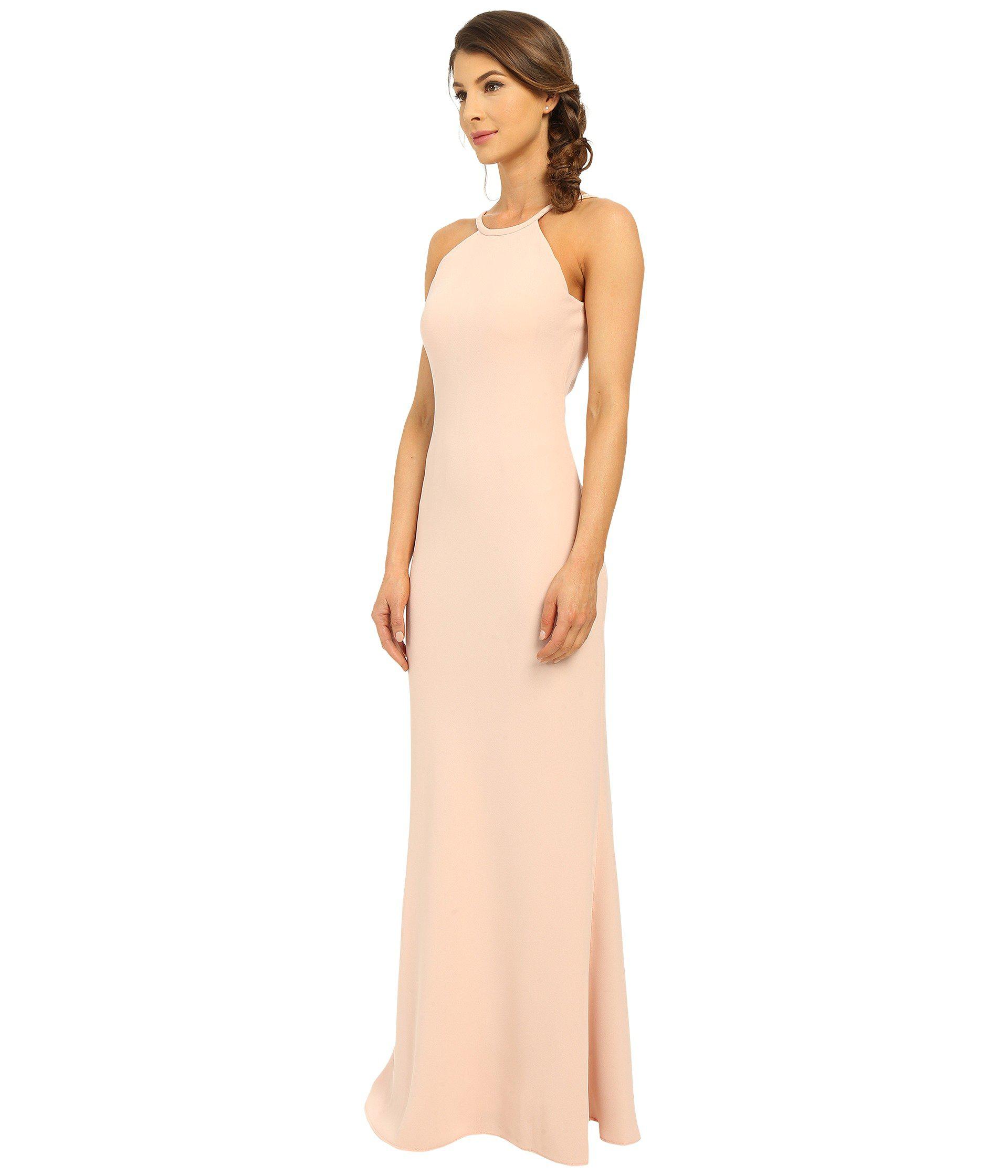 Calvin Klein Synthetic Halter Neck Back Less Gown Cd6b1850 (petal) Women's Dress in Pink - Lyst