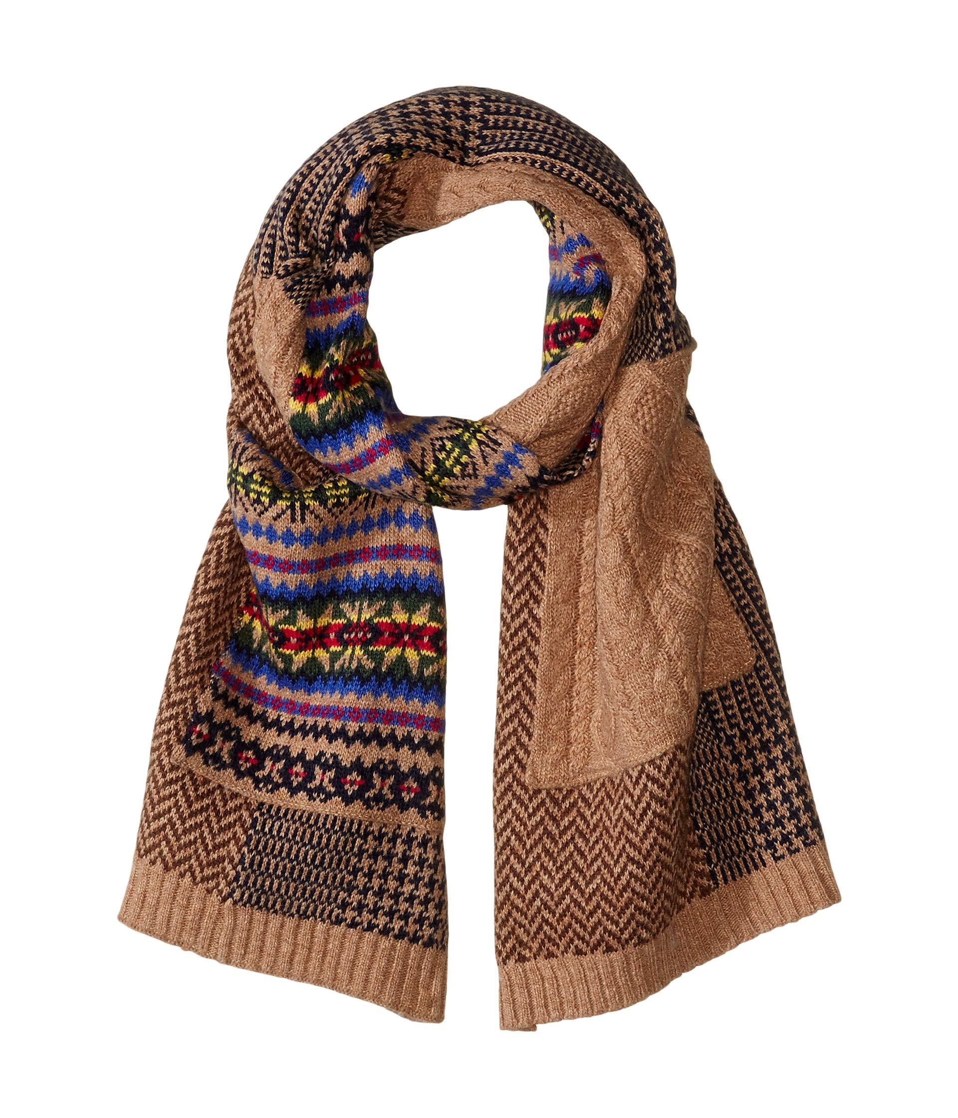 Lauren by Ralph Lauren Synthetic Knit Patchwork Scarf in Navy (Blue) Lyst