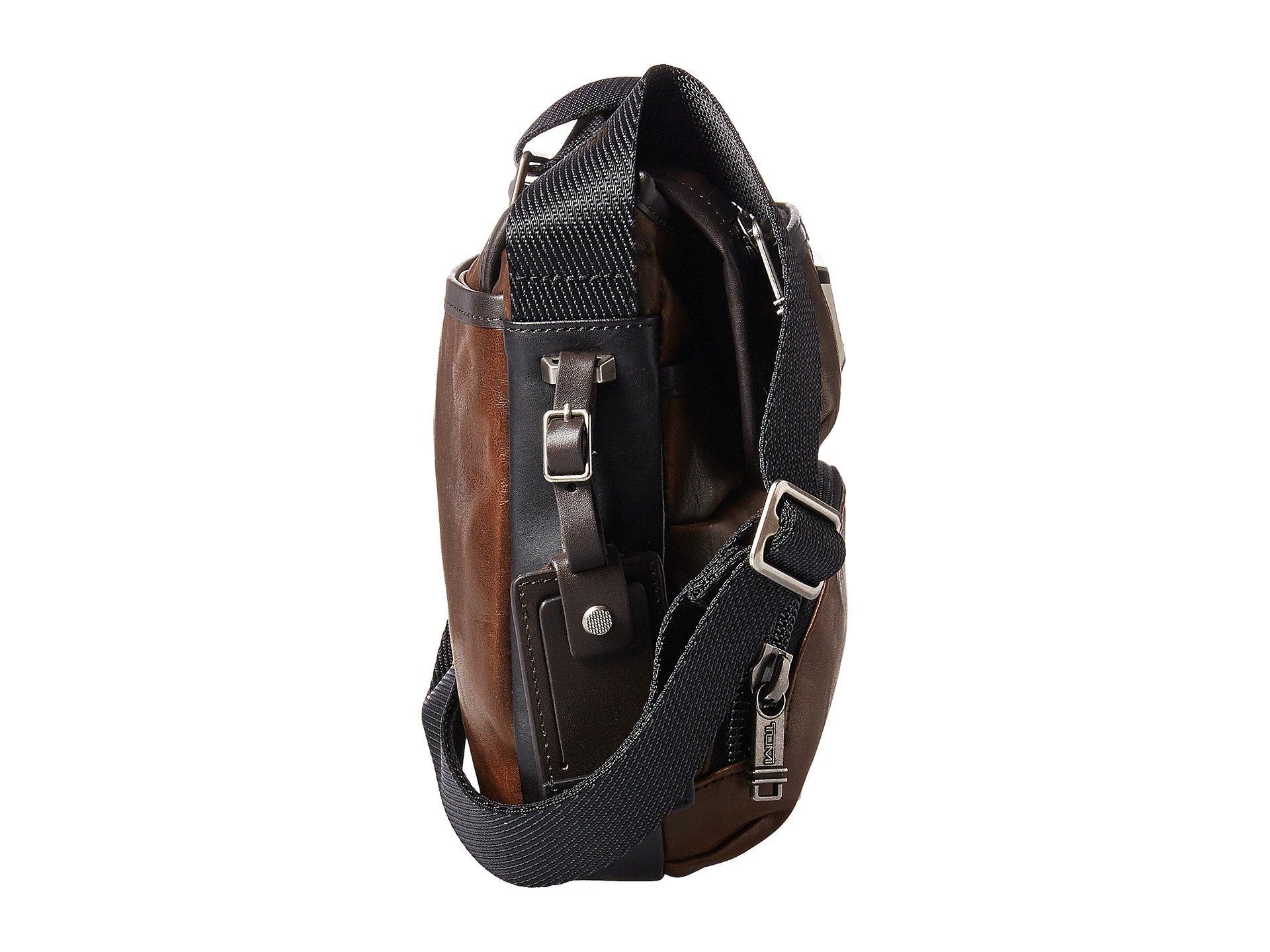 Tumi Leather Alpha Bravo Barton Crossbody Bag in Dark Brown Leather