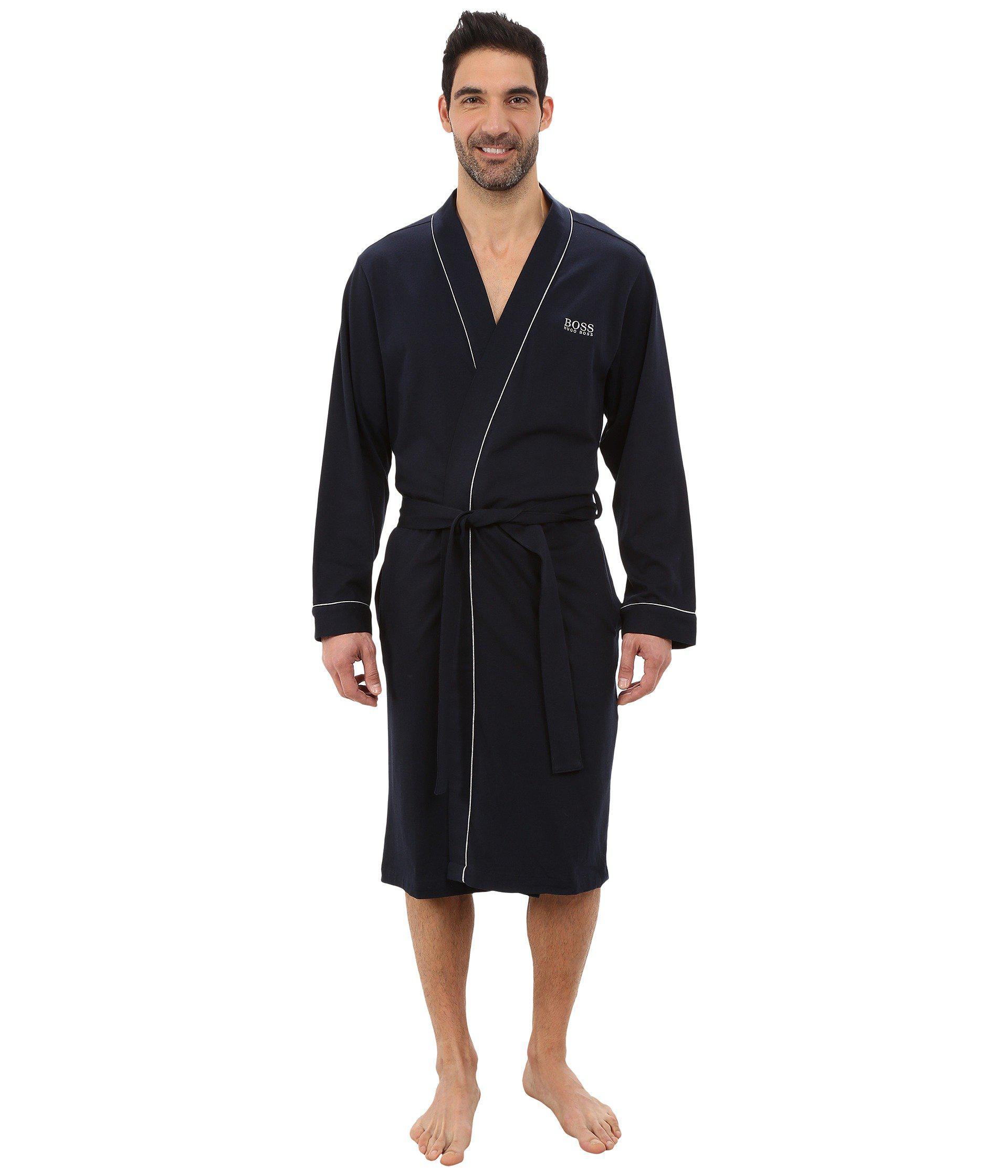 BOSS by Hugo Boss Piped Cotton Robe in Navy (Blue) for Men - Save 17% ...