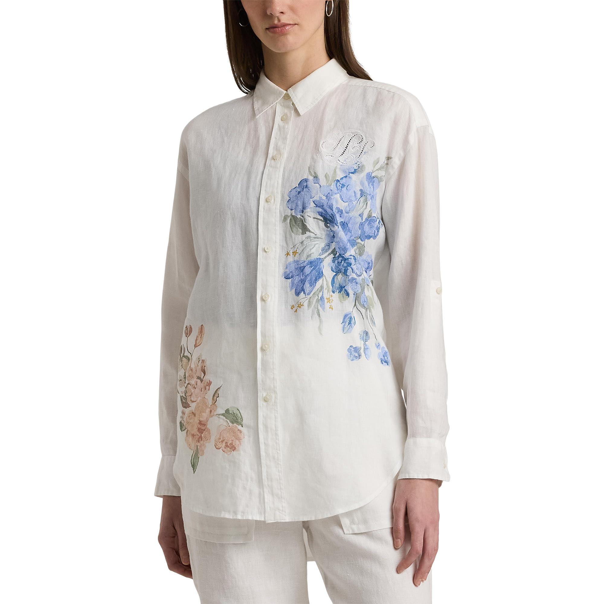 Lauren Ralph Lauren Women's Eyelet-Embroidered Linen Shirt - Macy's