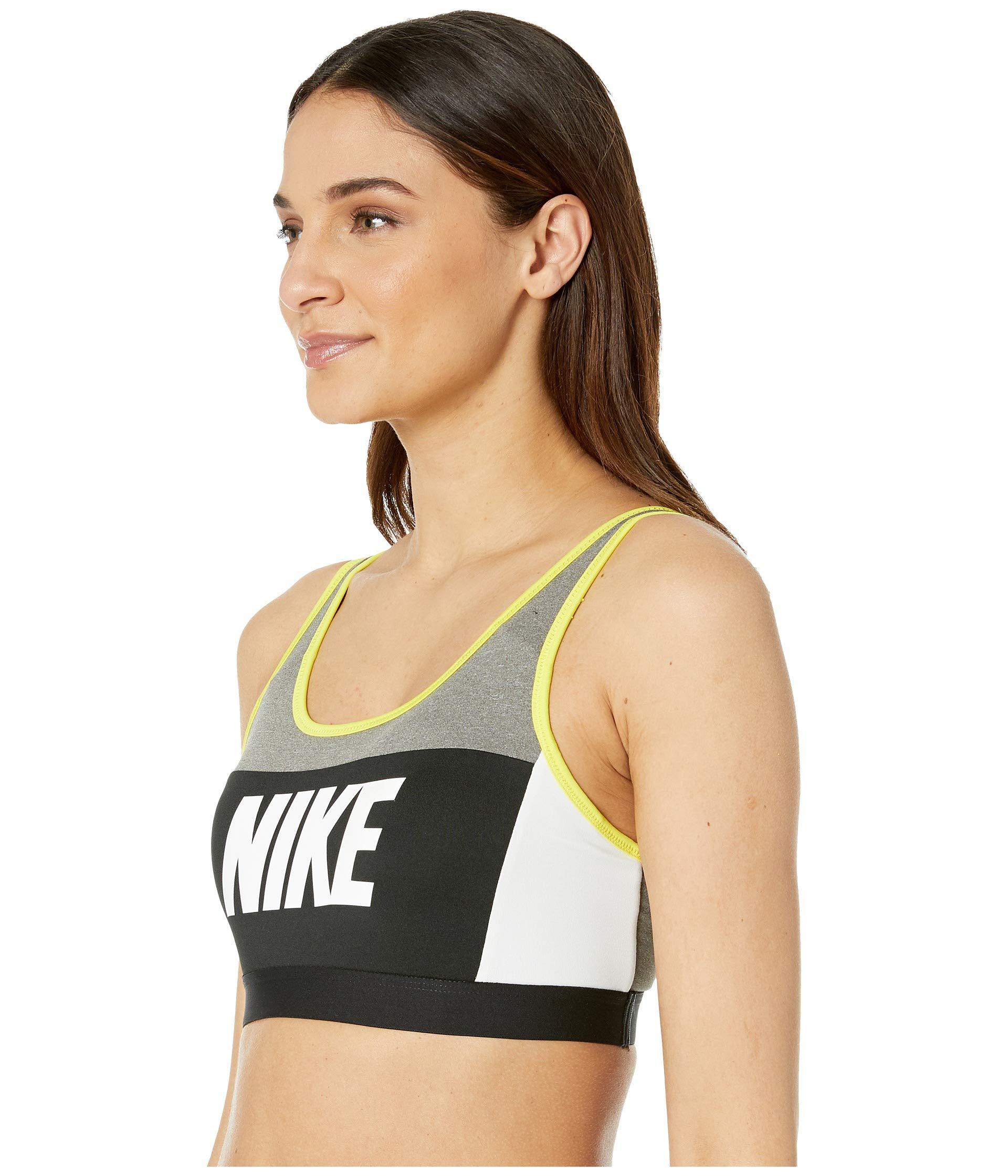 Nike Synthetic Sport Distort Classic Bra (carbon Heather/white/opti  Yellow/white) Women's Bra - Lyst