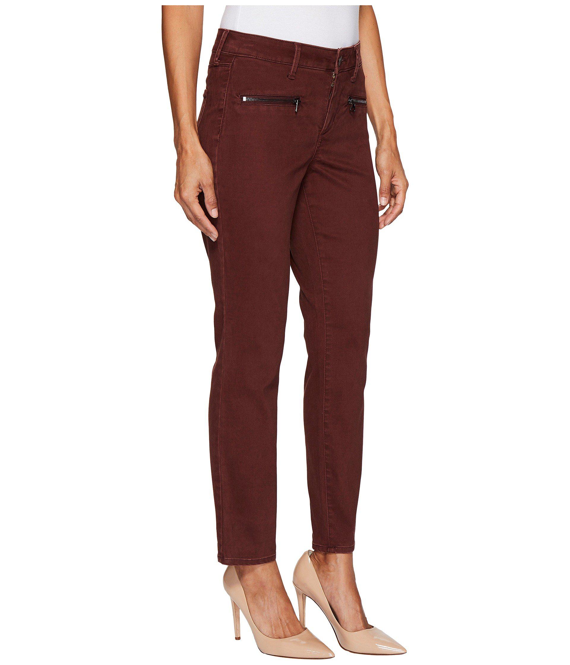 NYDJ Cotton Petite Skinny Chino Pants W/ Zipper In Deep Currant in Red ...