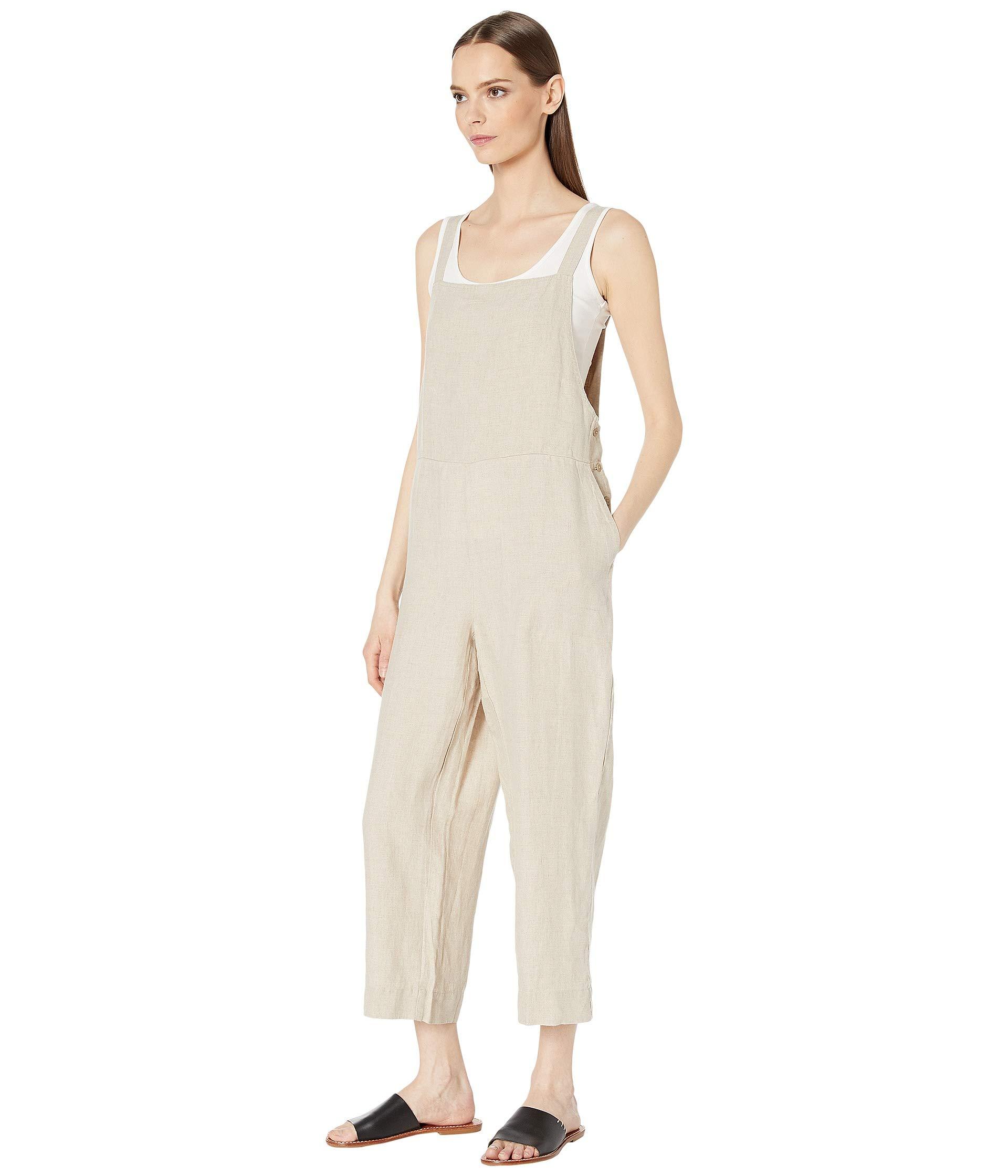 eileen fisher organic linen cropped jumpsuit