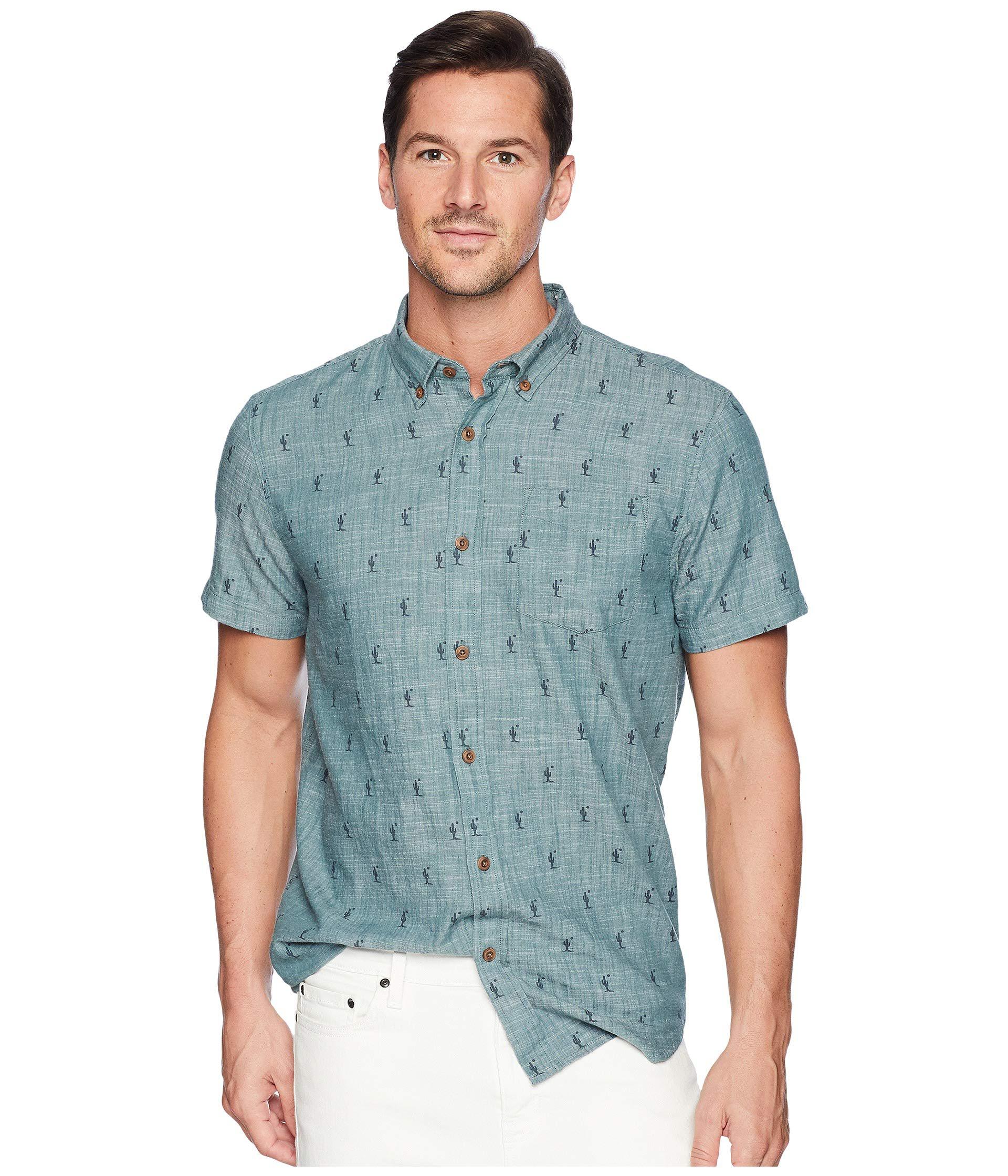 Prana Cotton Broderick Short Sleeve Shirt (chambray Blue Cactus) Men's ...