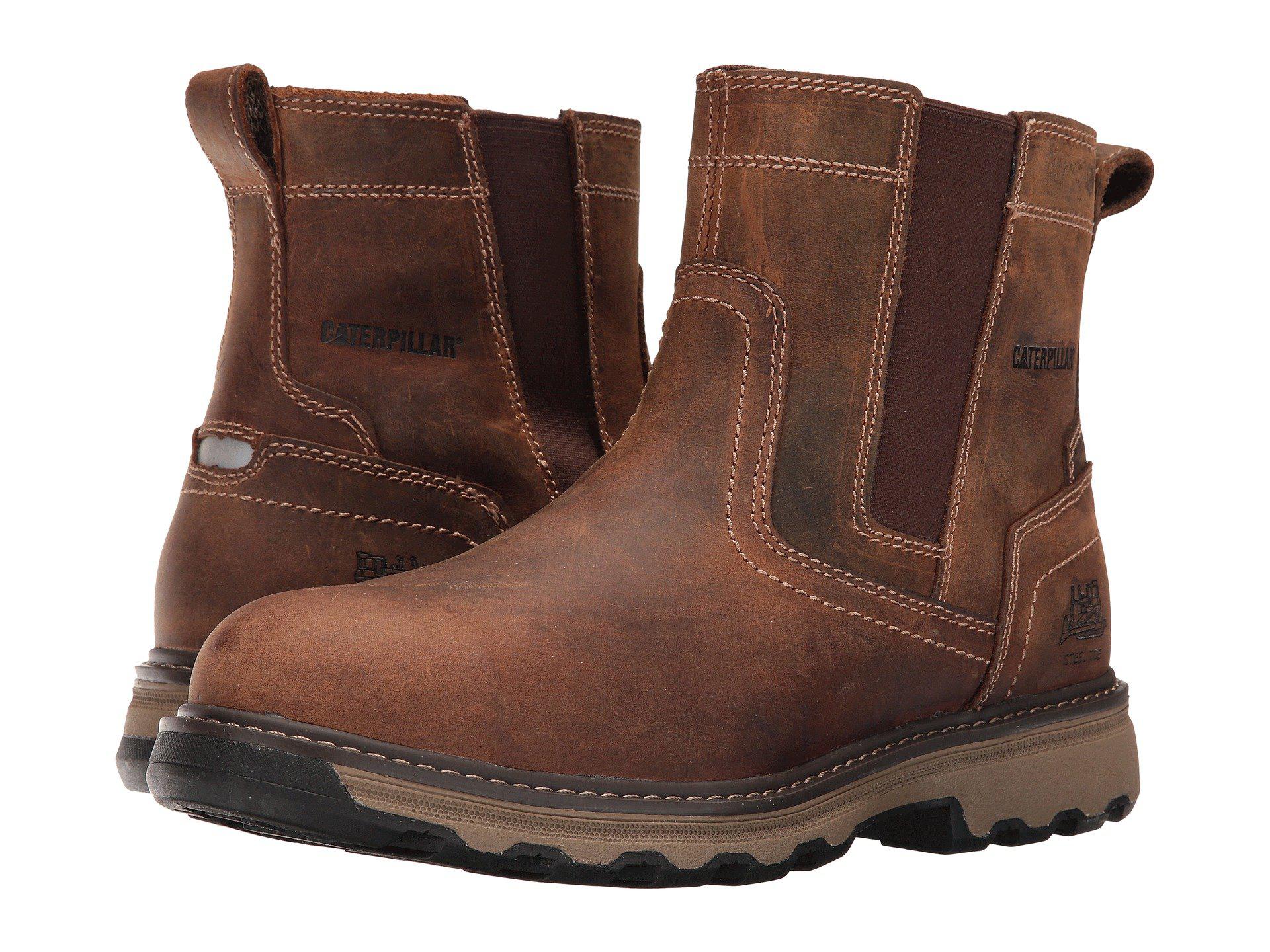 Caterpillar Leather Pelton Steel Toe (dark Beige) Men's Work Pullon Boots in Blue for Men Lyst