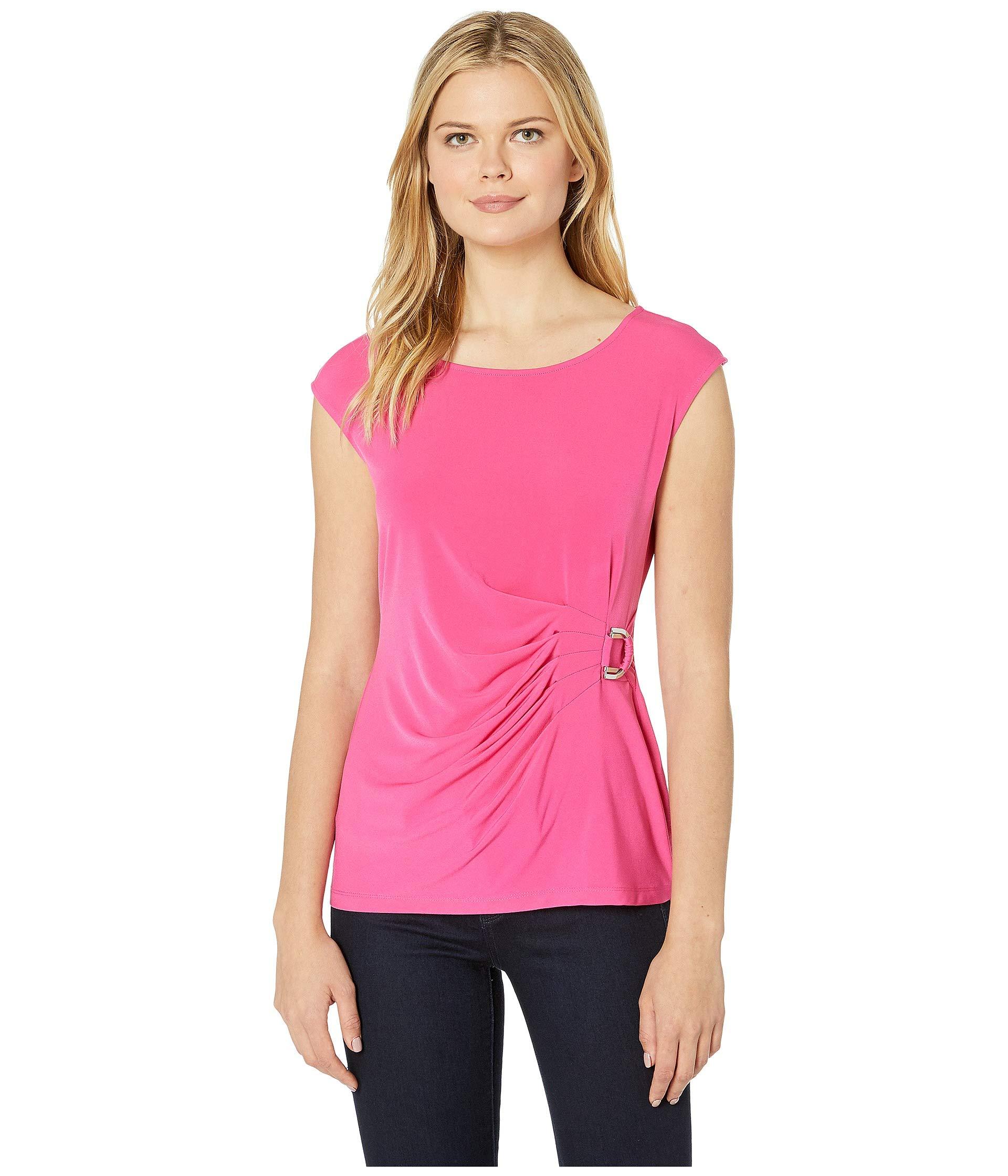 Lyst - Calvin Klein Sleeveless Top With Circle Hardware (cabaret Pink) Women&#39;s Clothing in Pink