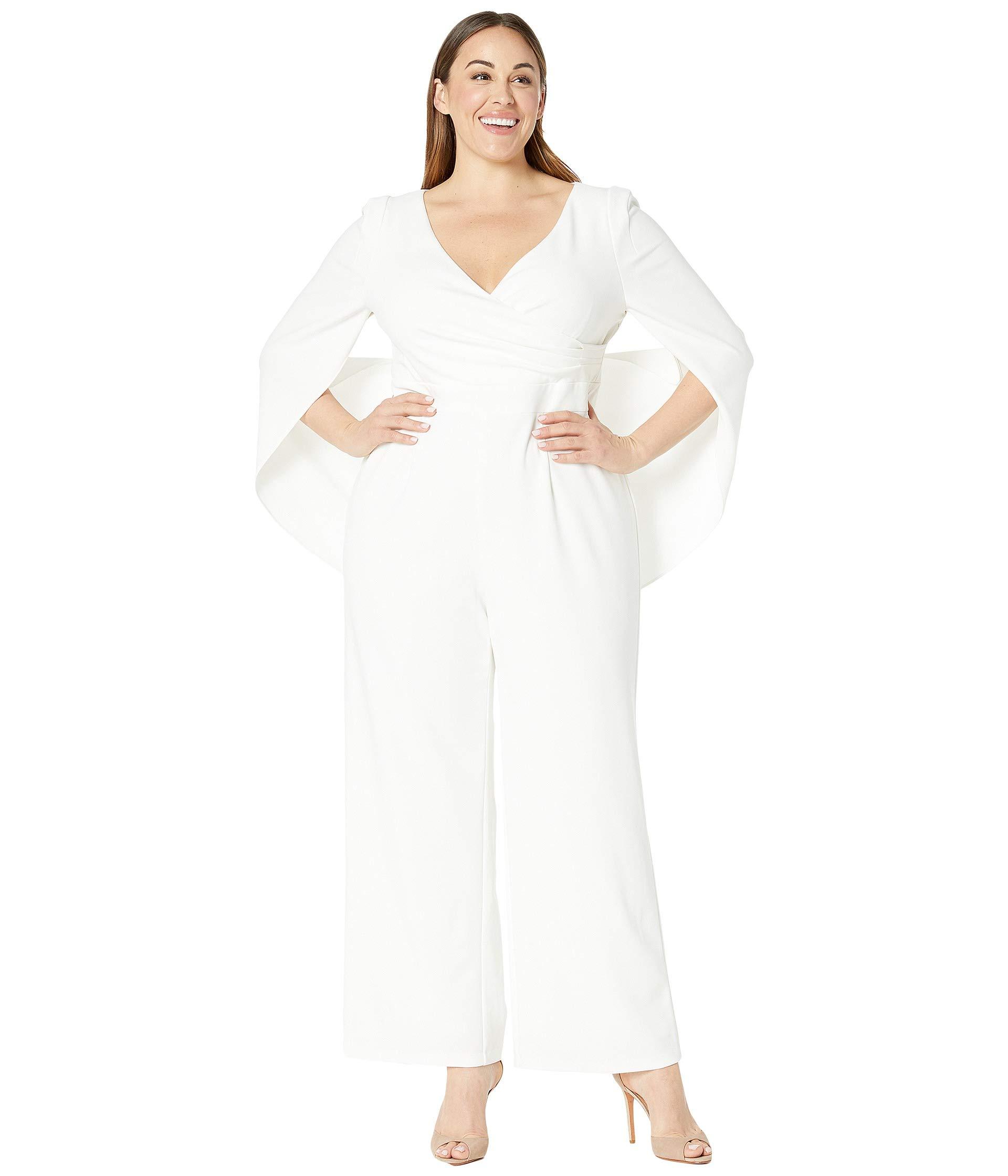 Adrianna Papell Plus Size Knit Cape Back Jumpsuit in White | Lyst