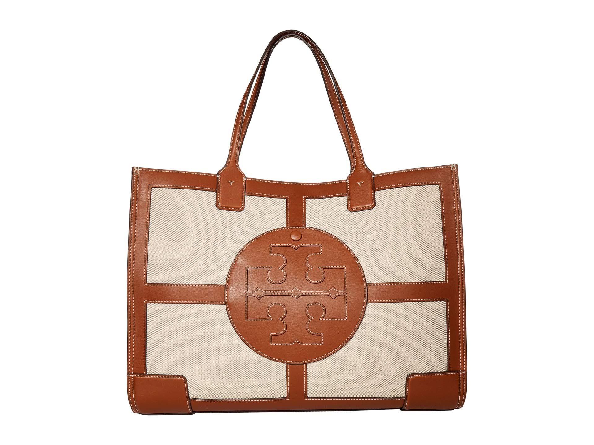 Tory Burch Ella Canvas Quadrant Tote in Khaki (Brown) Lyst