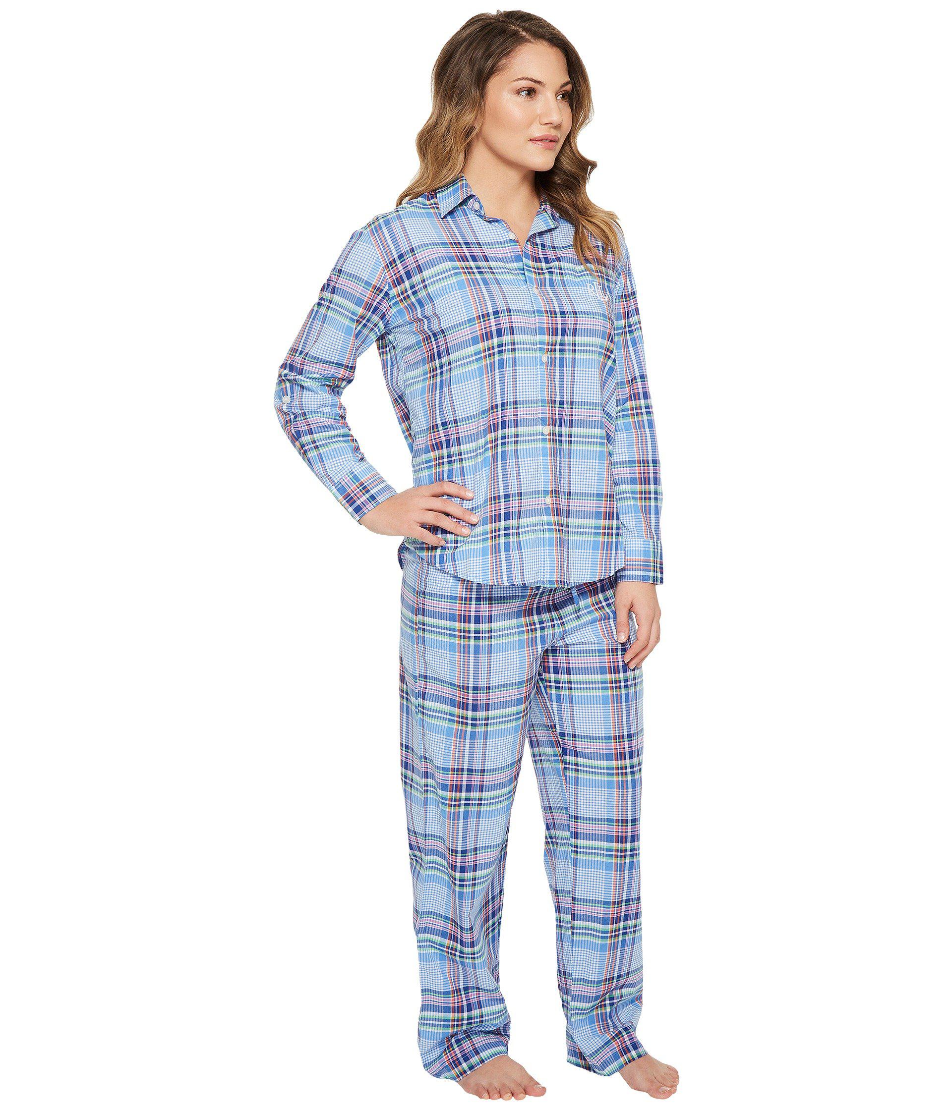 Lauren by Ralph Lauren Cotton Petite Classic Woven Pj Set in Blue - Lyst