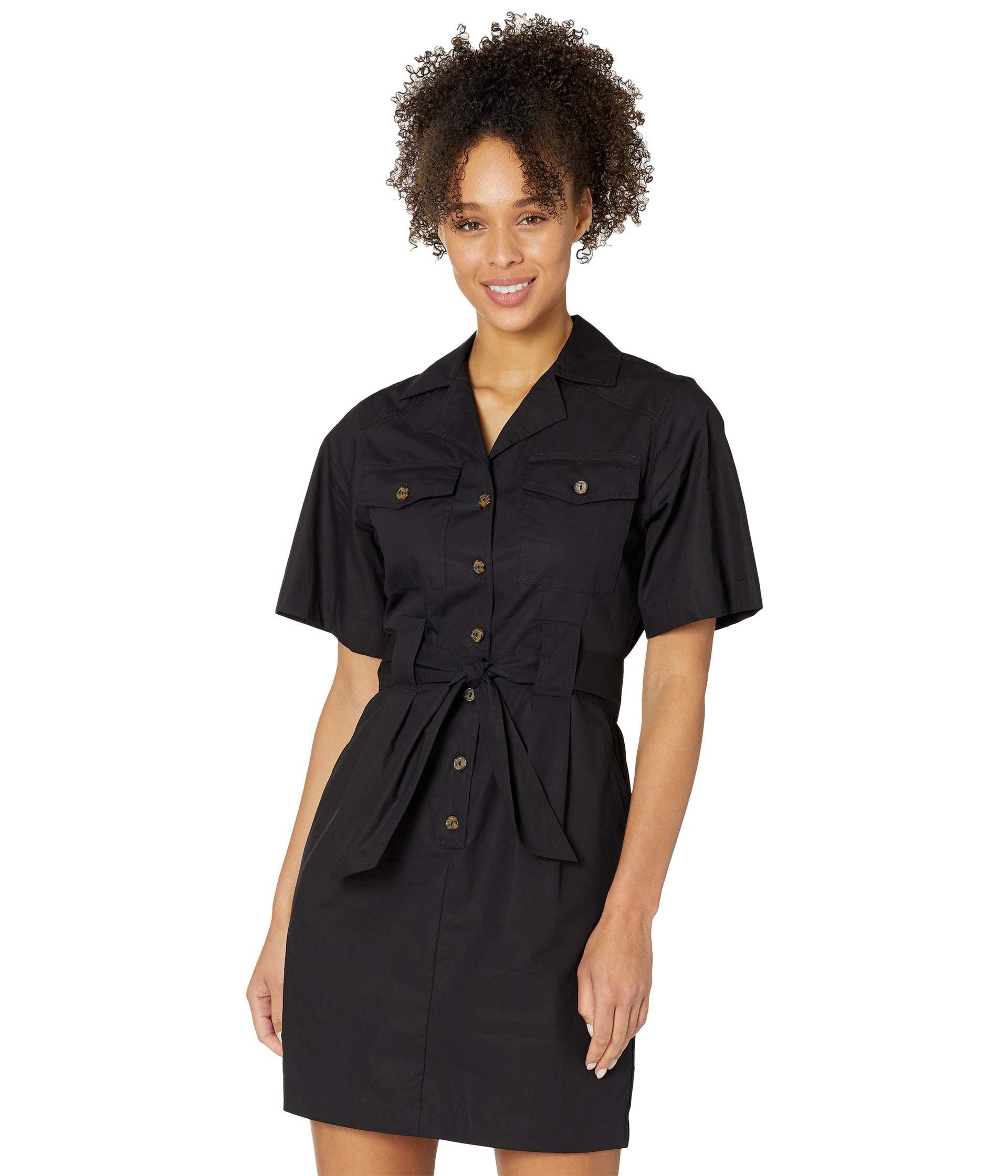 Calvin Klein Short Sleeve Collared Shirtdress With Self Tie Belt in Black |  Lyst
