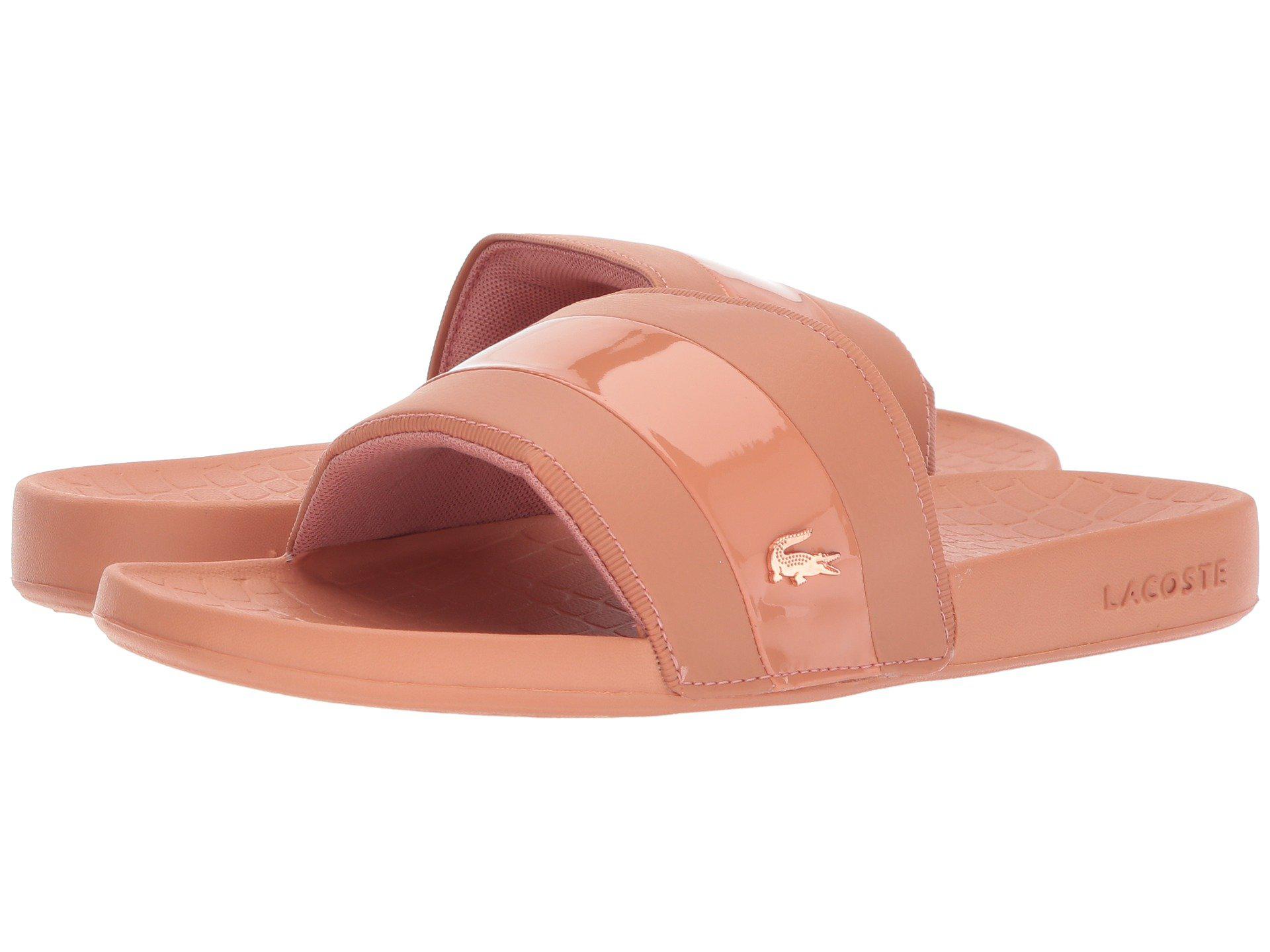 lacoste slides womens pink