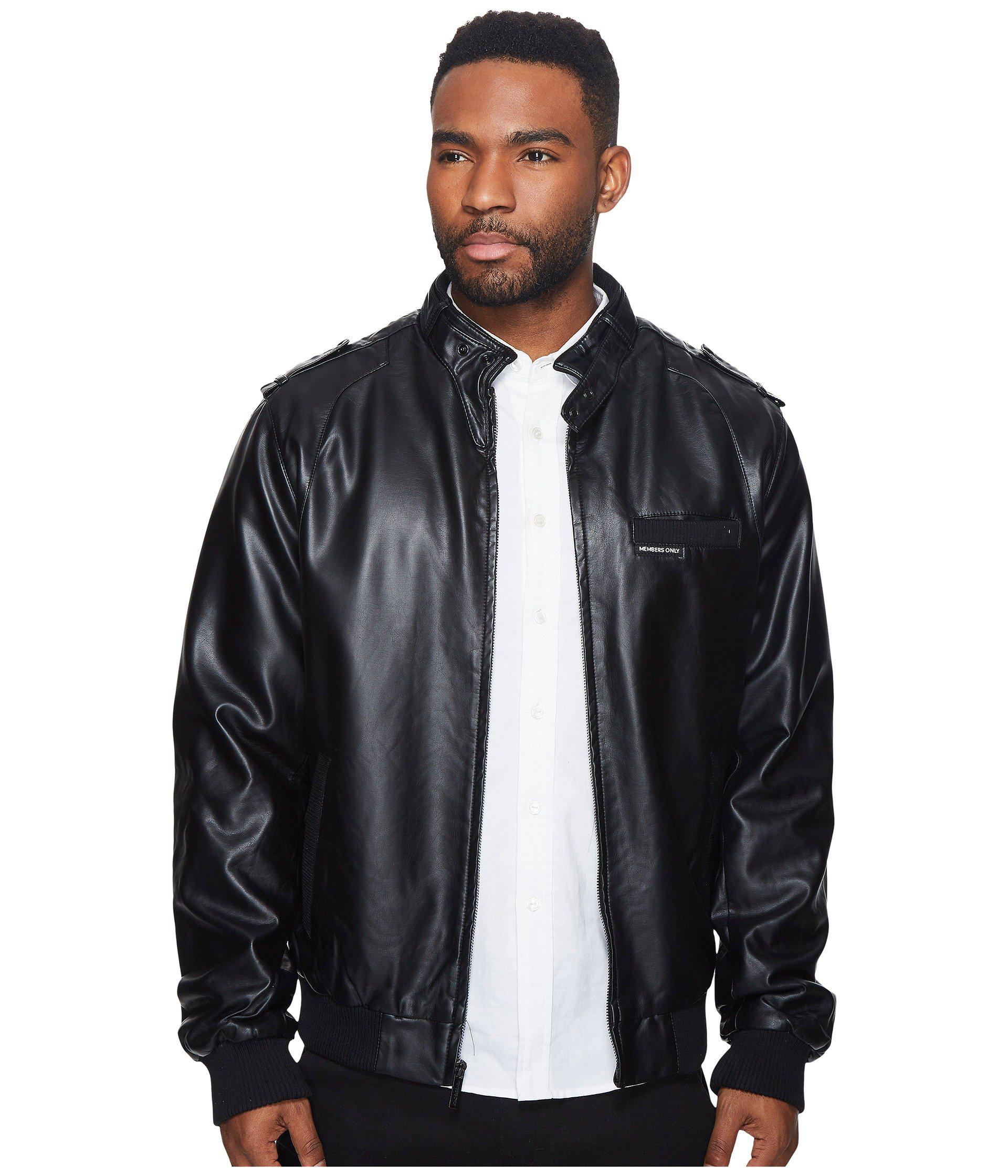 Members Only Mens Vegan Leather Iconic Racer Jacket 