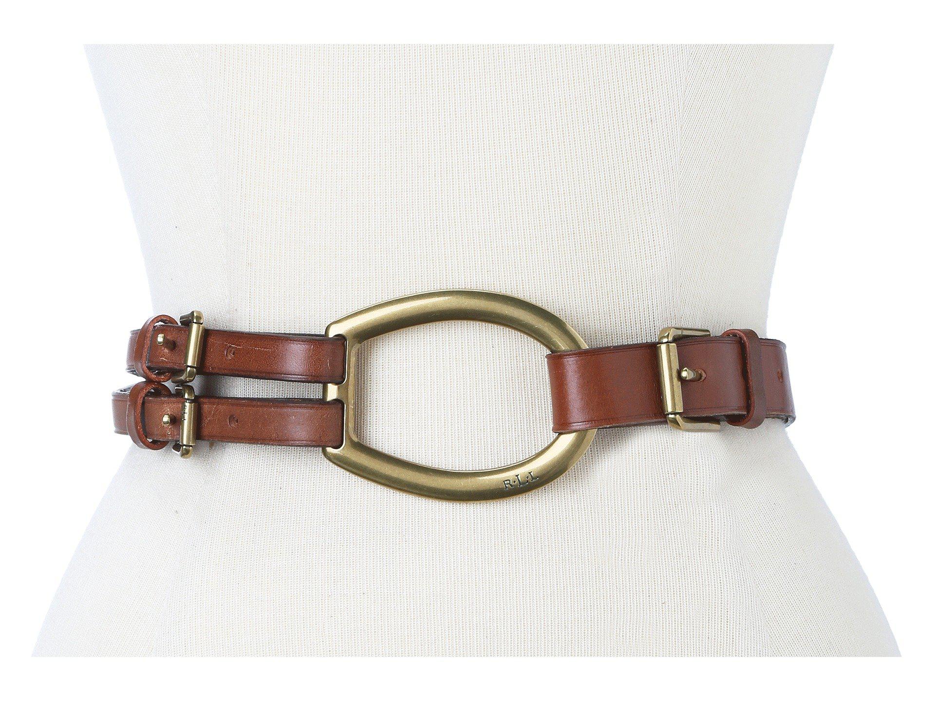Lauren by Ralph Lauren Vachetta Tri-strap Belt in Brown | Lyst