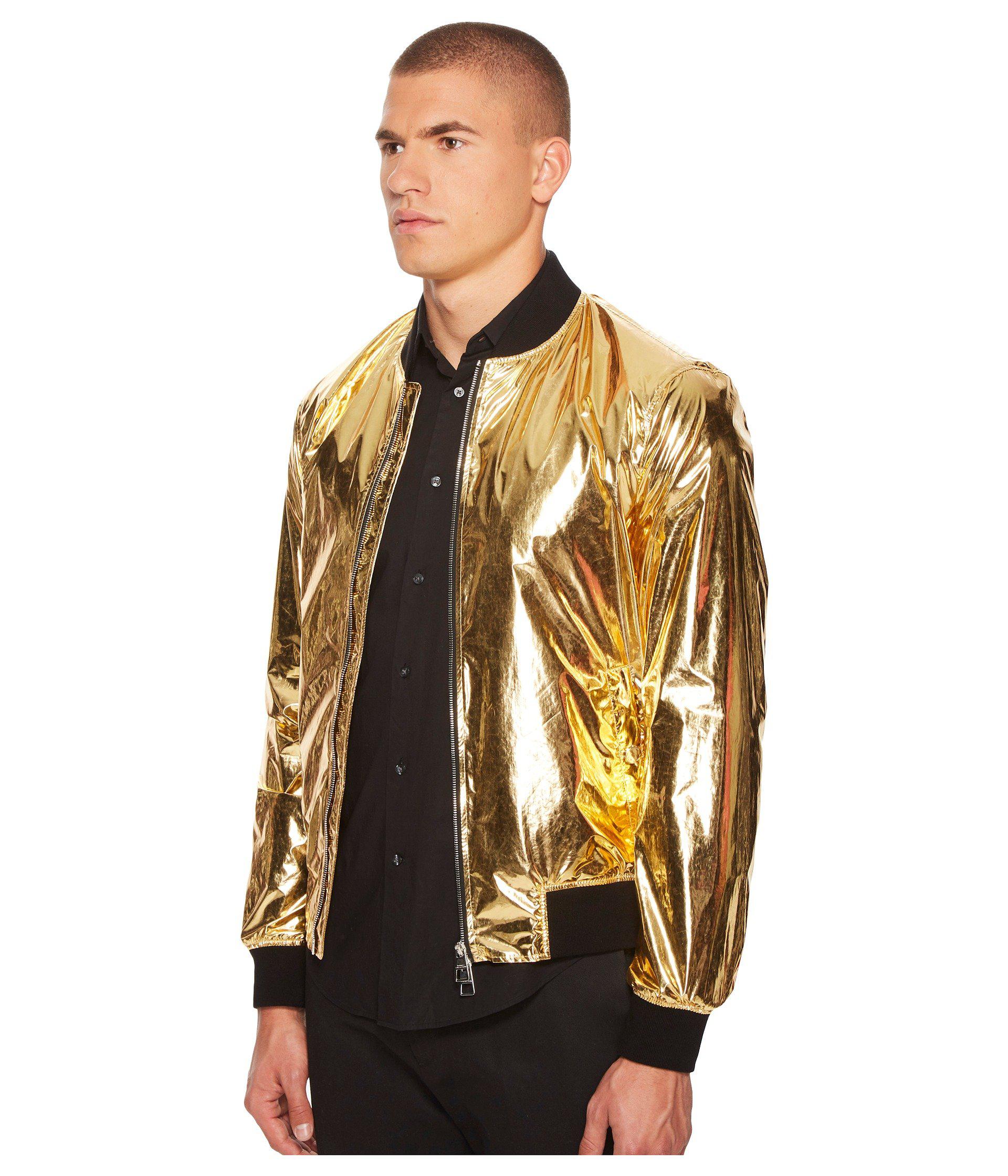 Versace Synthetic Shiny Gold Bomber in Metallic for Men | Lyst