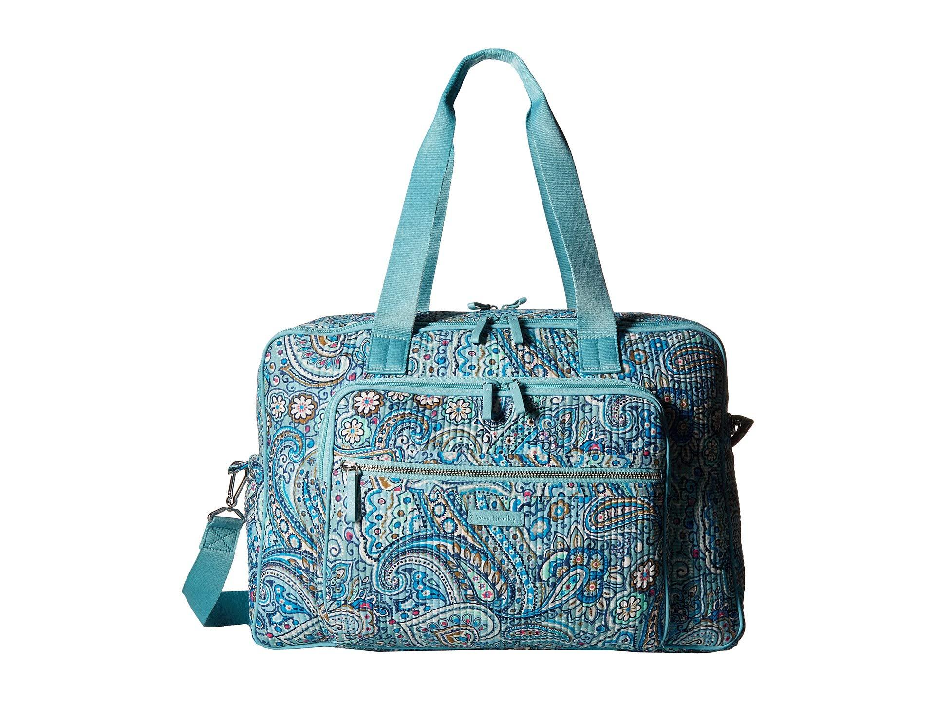 Vera Bradley Cotton Iconic Deluxe Weekender Travel Bag in Blue | Lyst