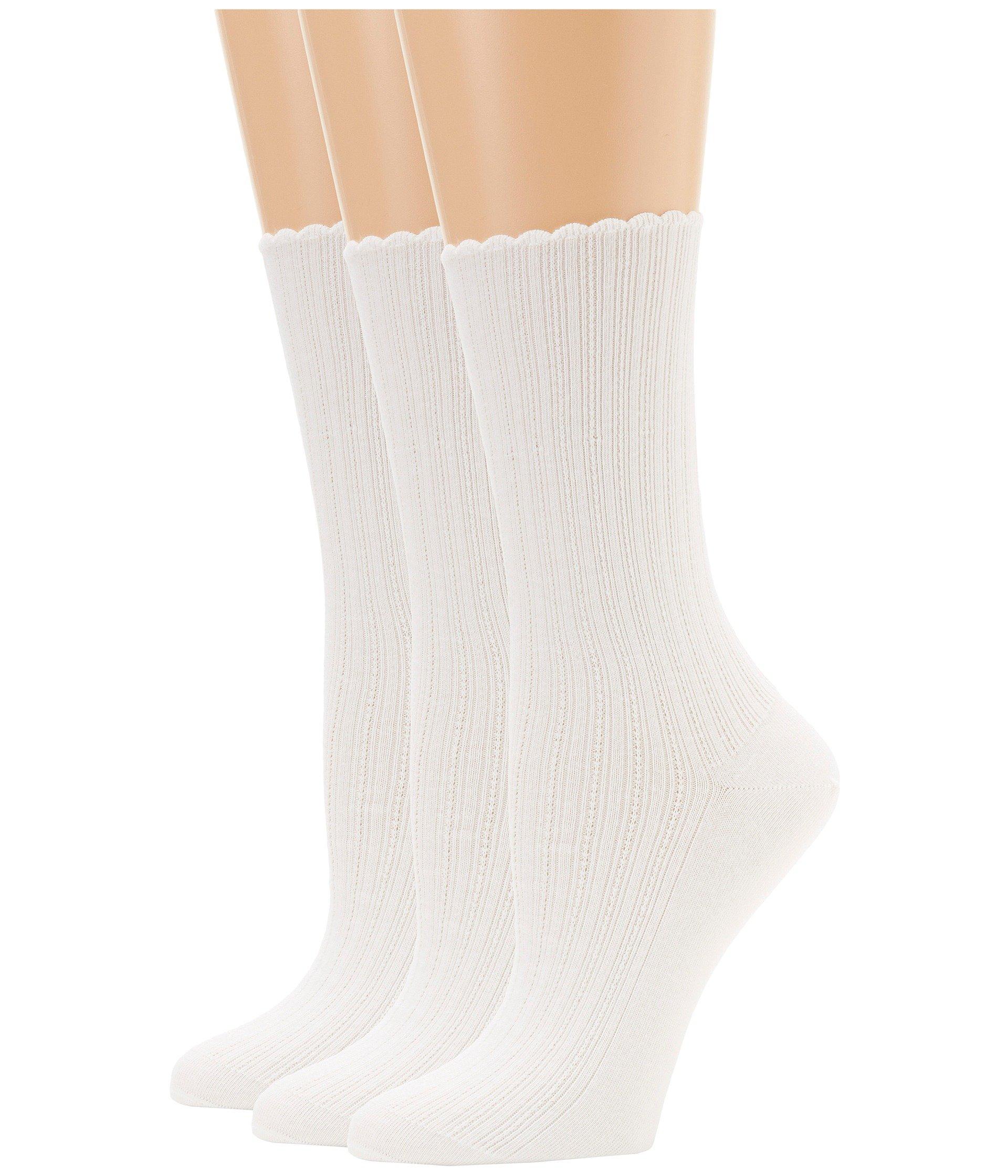 Hue Scalloped Pointelle Socks 3-pack in White - Lyst