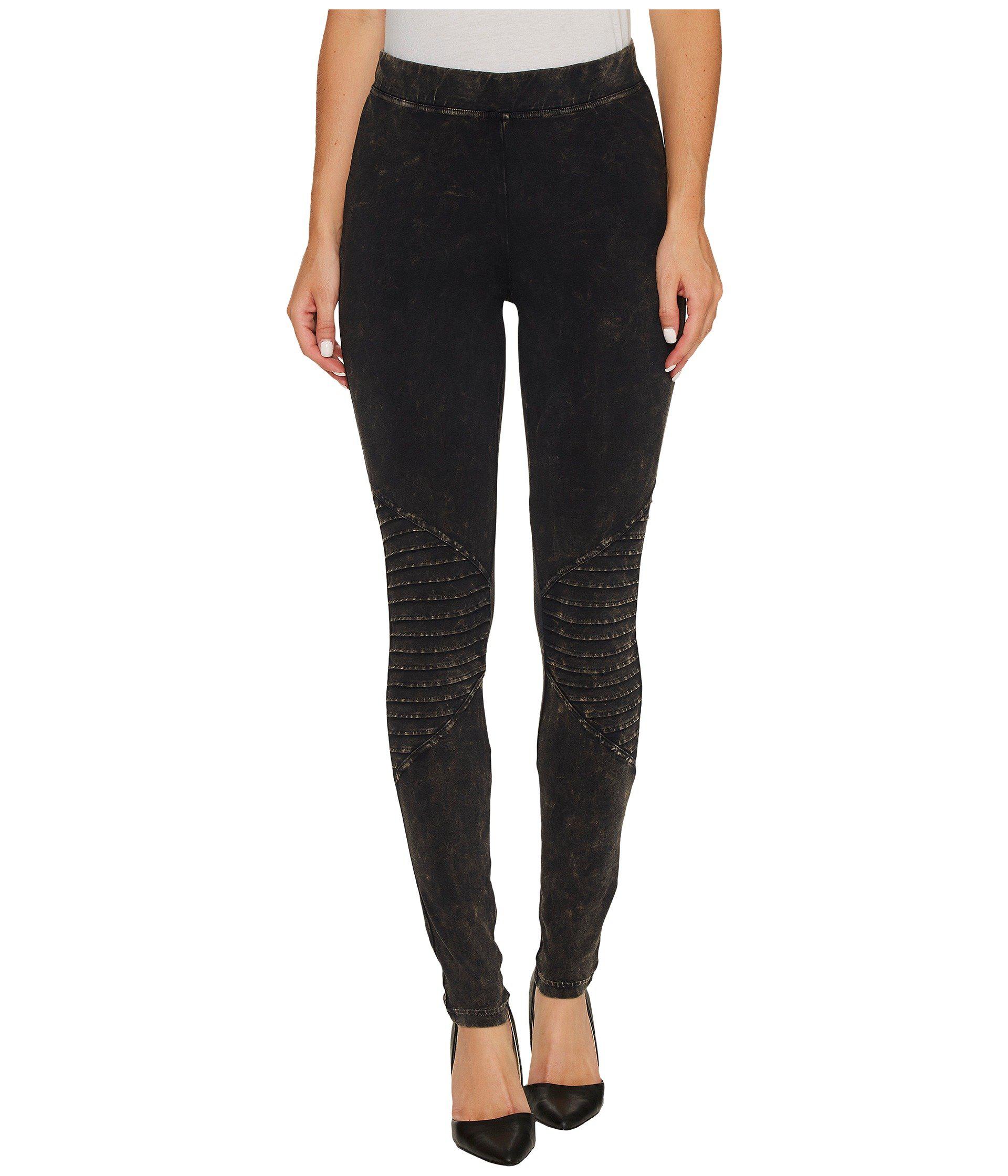 Hue Cotton Moto Leggings in Black Wash 