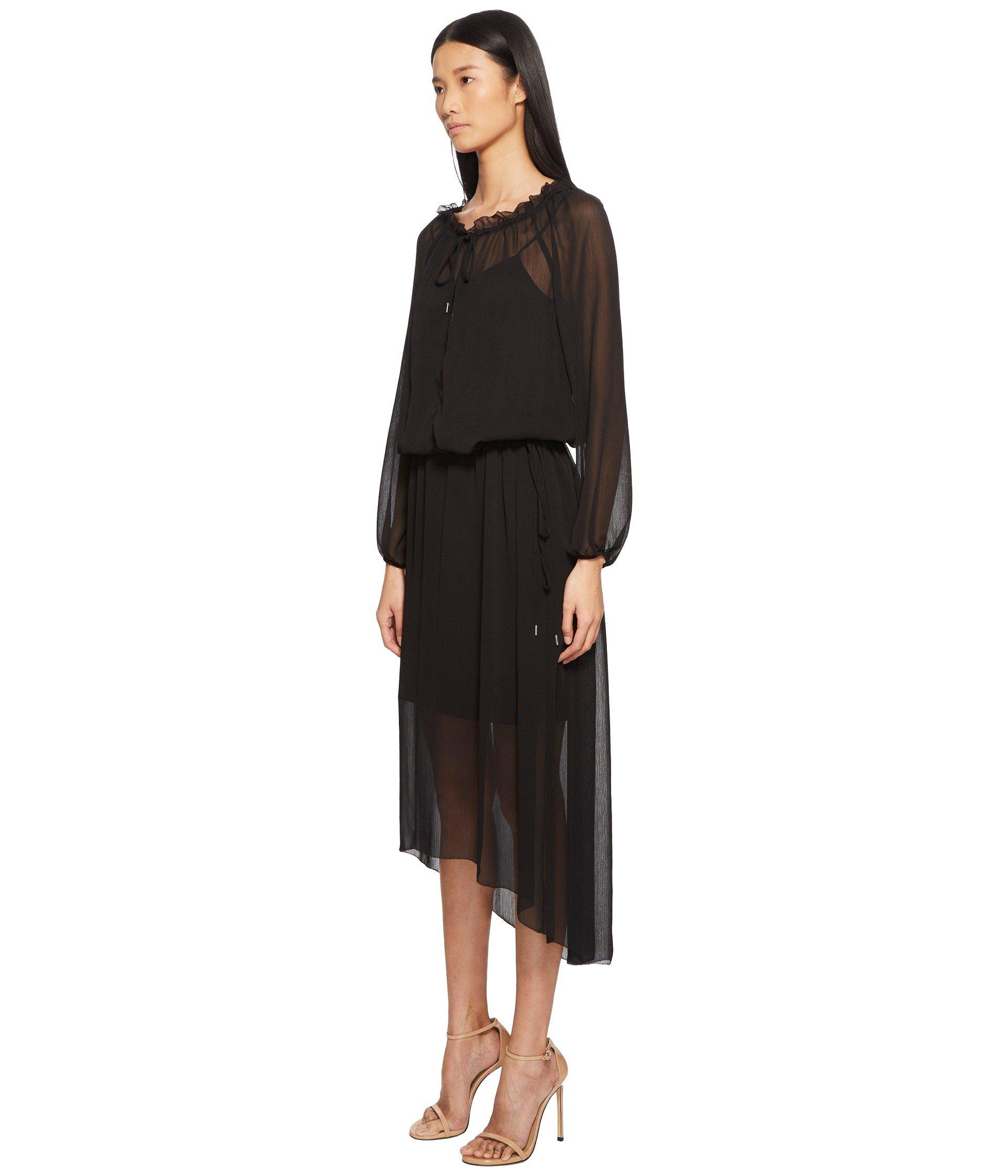 ESCADA Synthetic Daluna Long Sleeve Sheer Overlay Dress in Black Lyst