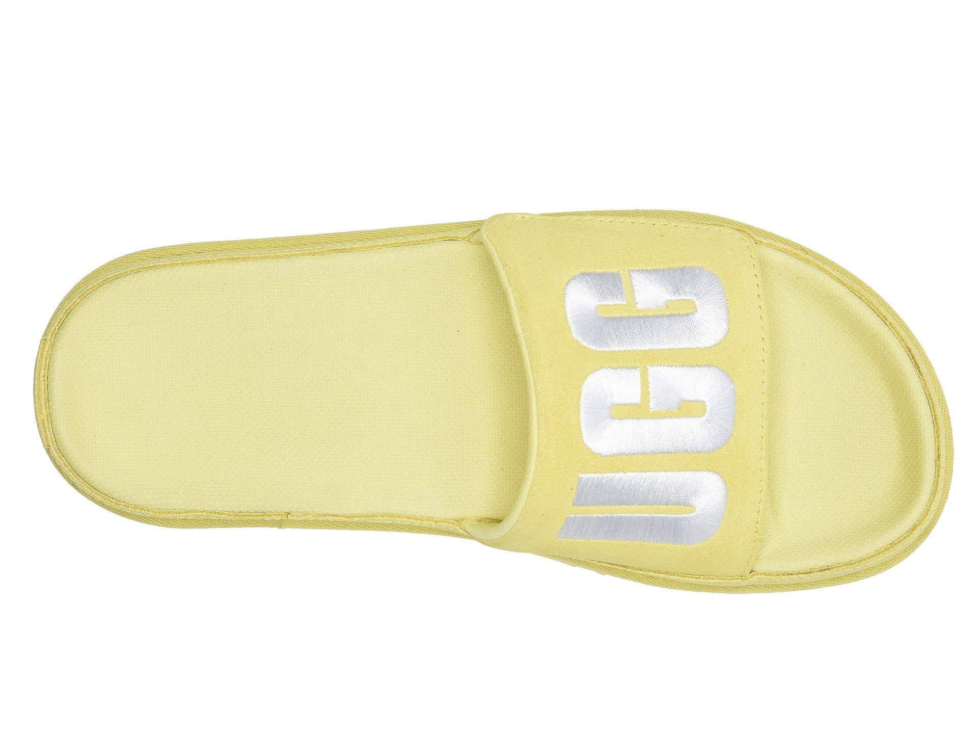 yellow fur ugg slides