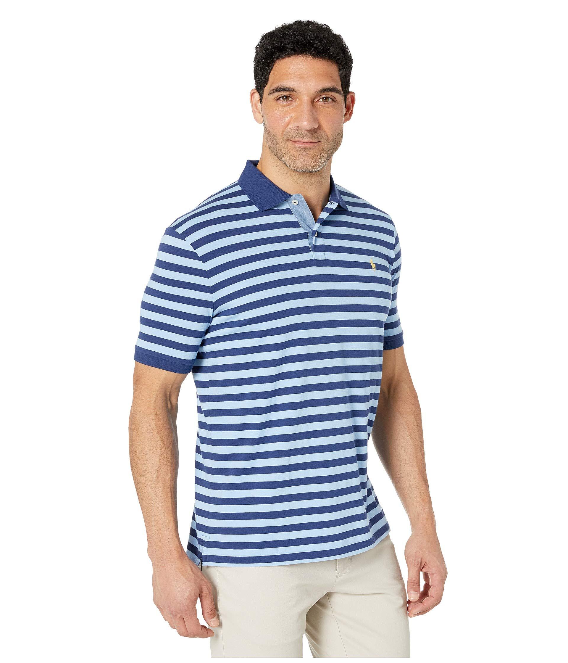 Polo Ralph Lauren Cotton Classic Fit Striped Jersey Polo Shirt  (freshwater/garden Pink) Men's Clothing in Blue for Men | Lyst