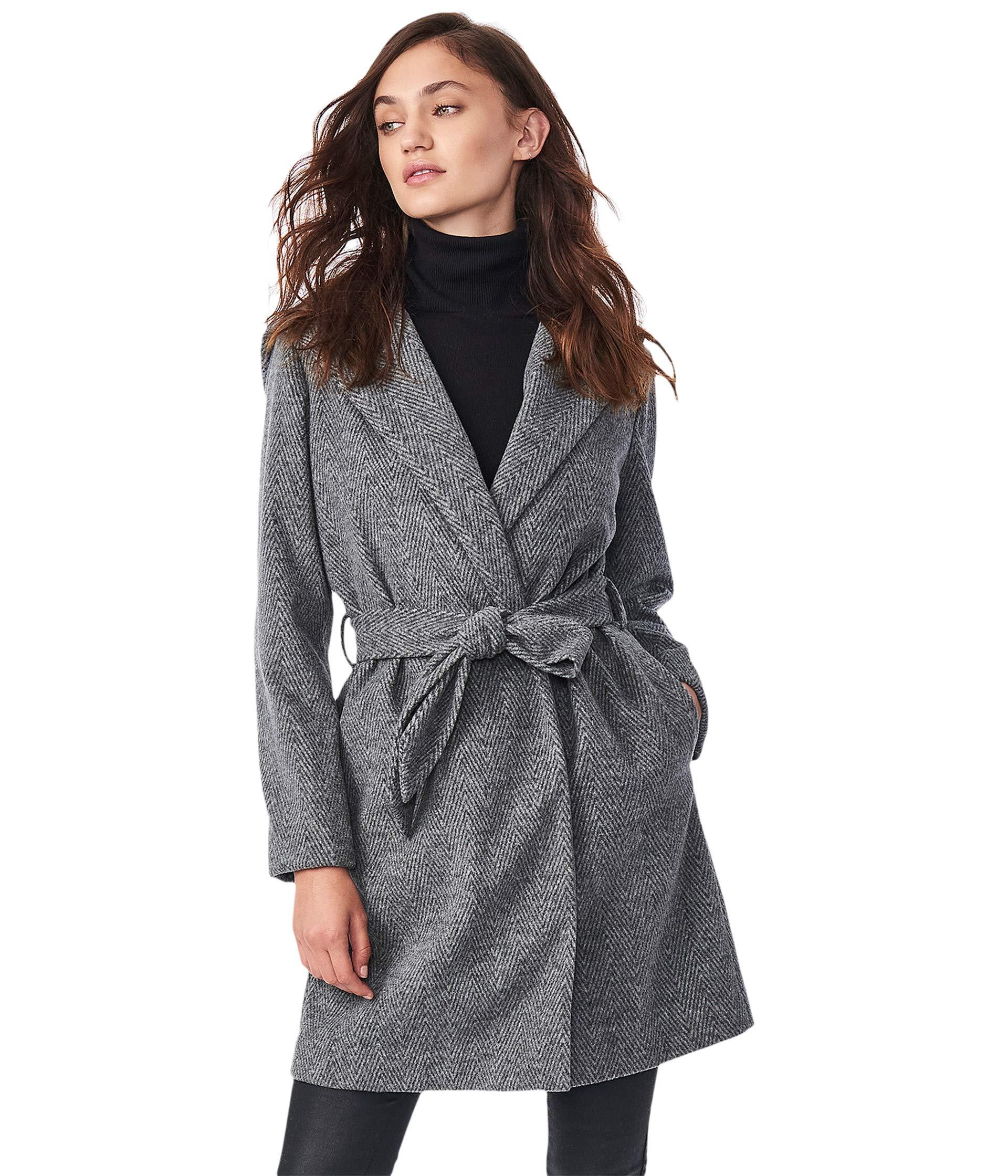 herringbone wrap coat