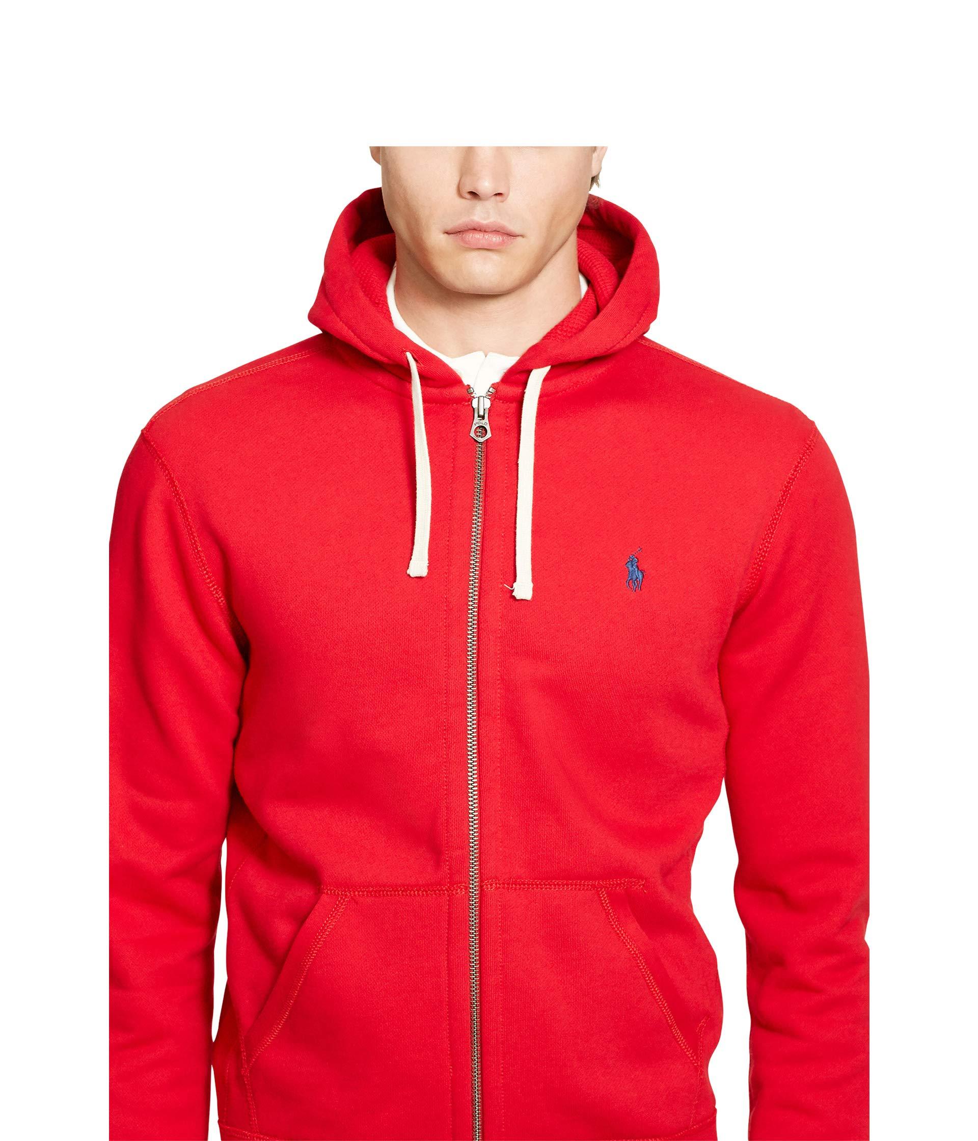Polo Ralph Lauren Fleece Zip Hoodie in Red for Men | Lyst