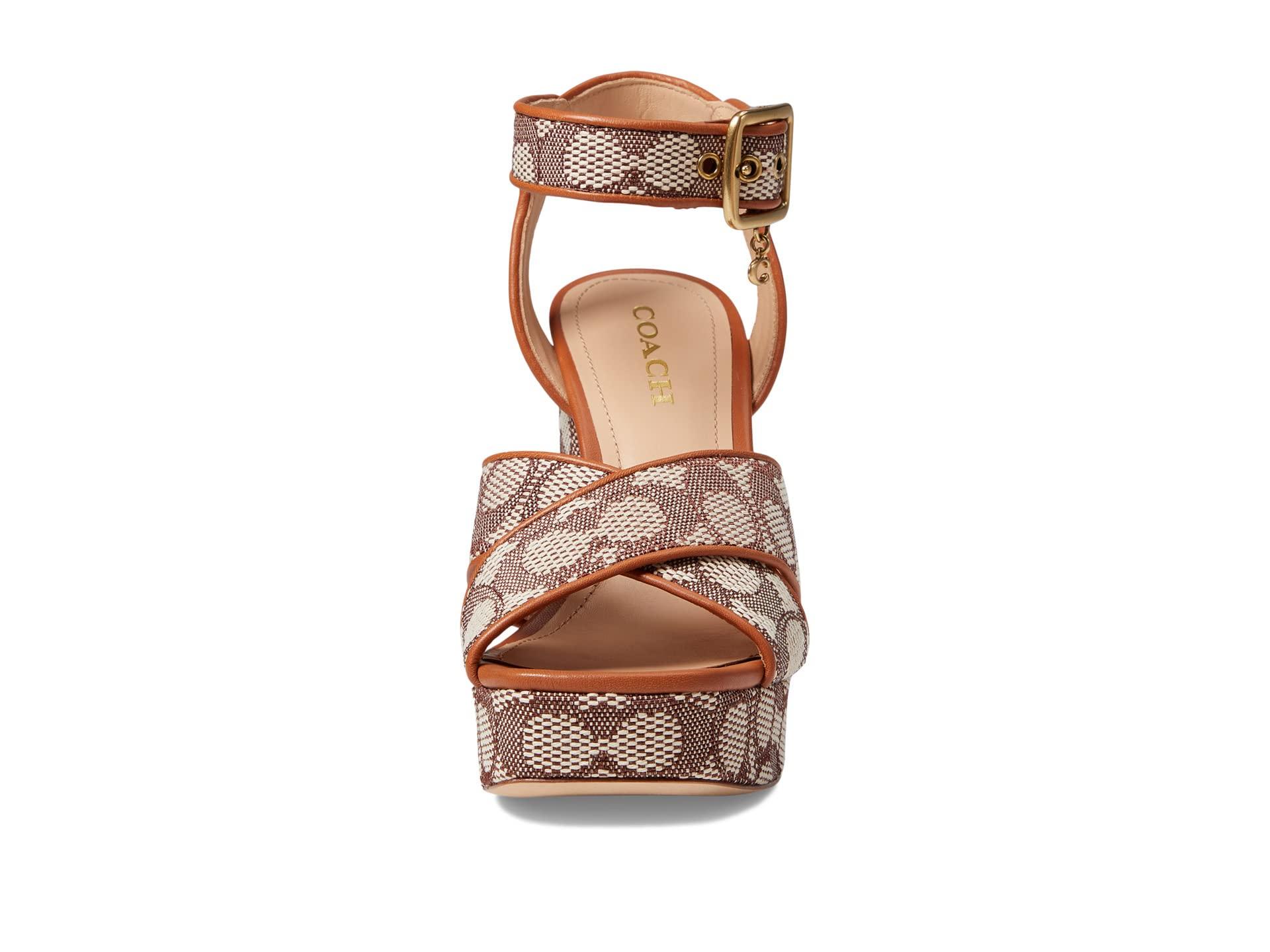 forsigtigt forår Tom Audreath COACH Nelly Textured Jacquard Sandal in Brown | Lyst