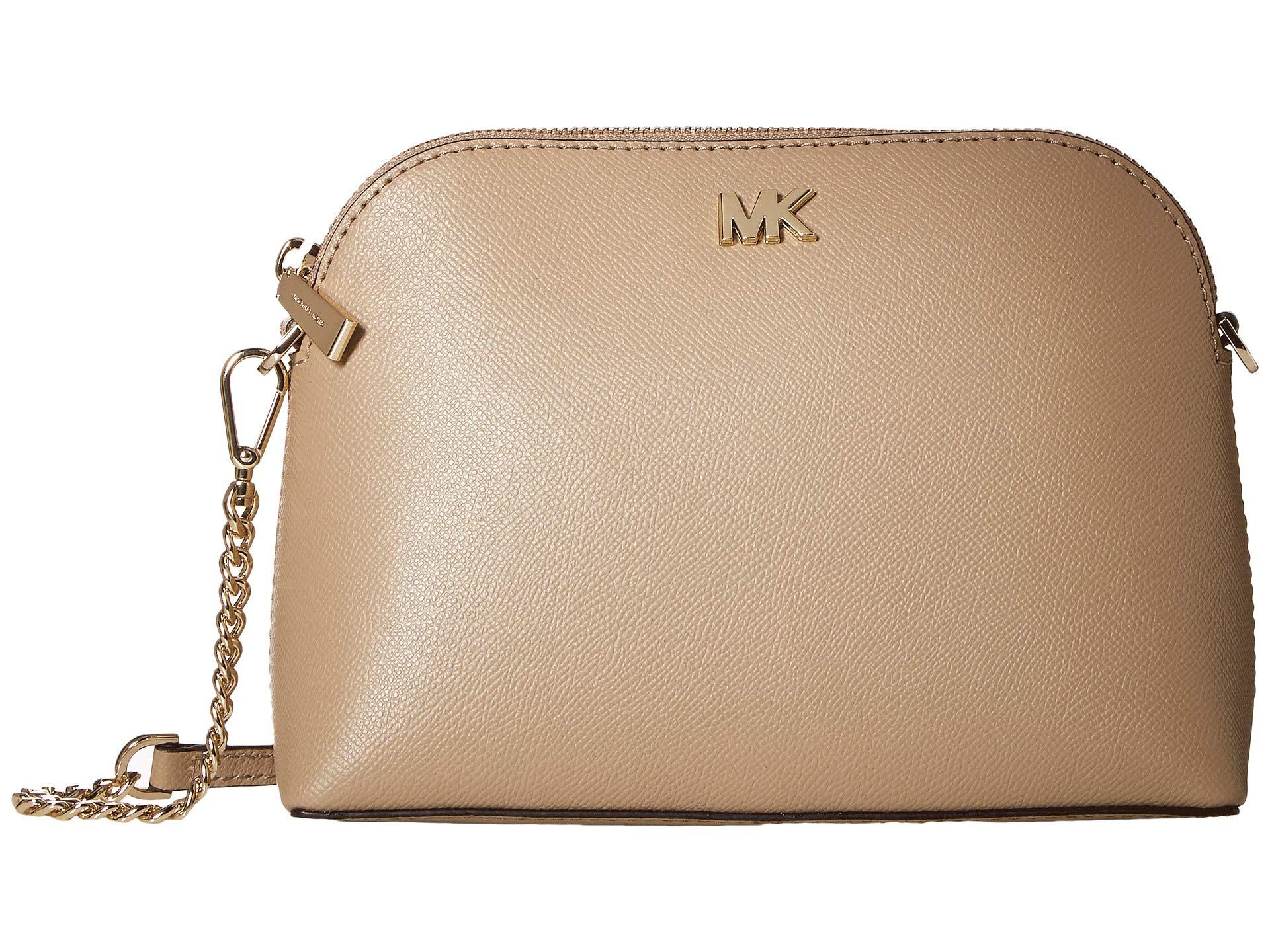 MICHAEL Michael Kors Leather Large Zip Dome Crossbody (beige/ebony