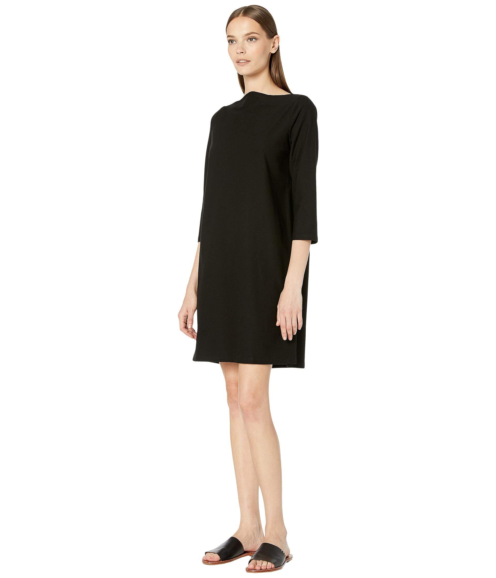 Eileen Fisher Synthetic Washable Stretch Crepe Bateau Neck 3/4 Sleeve ...
