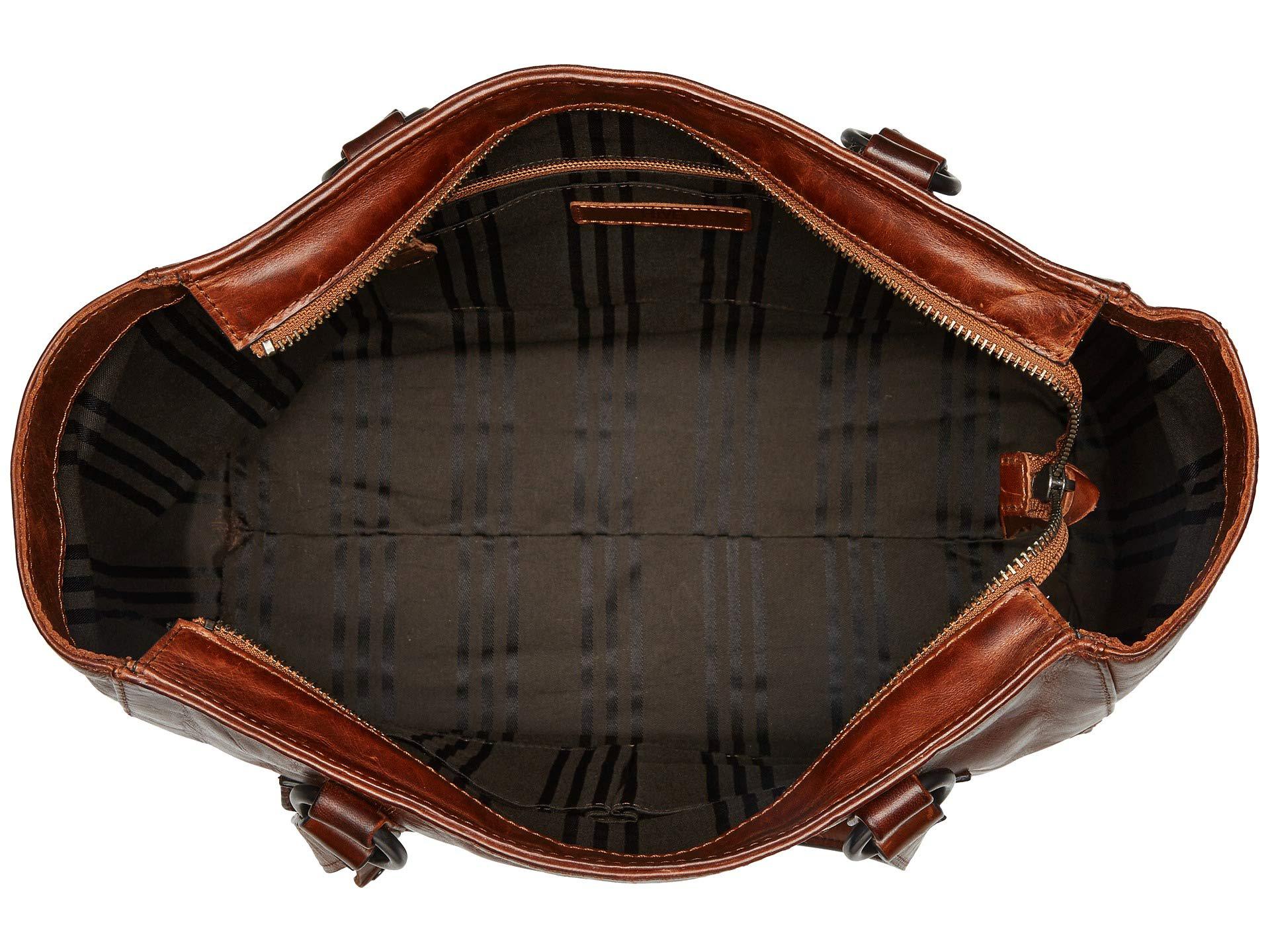 frye melissa zip tote cognac