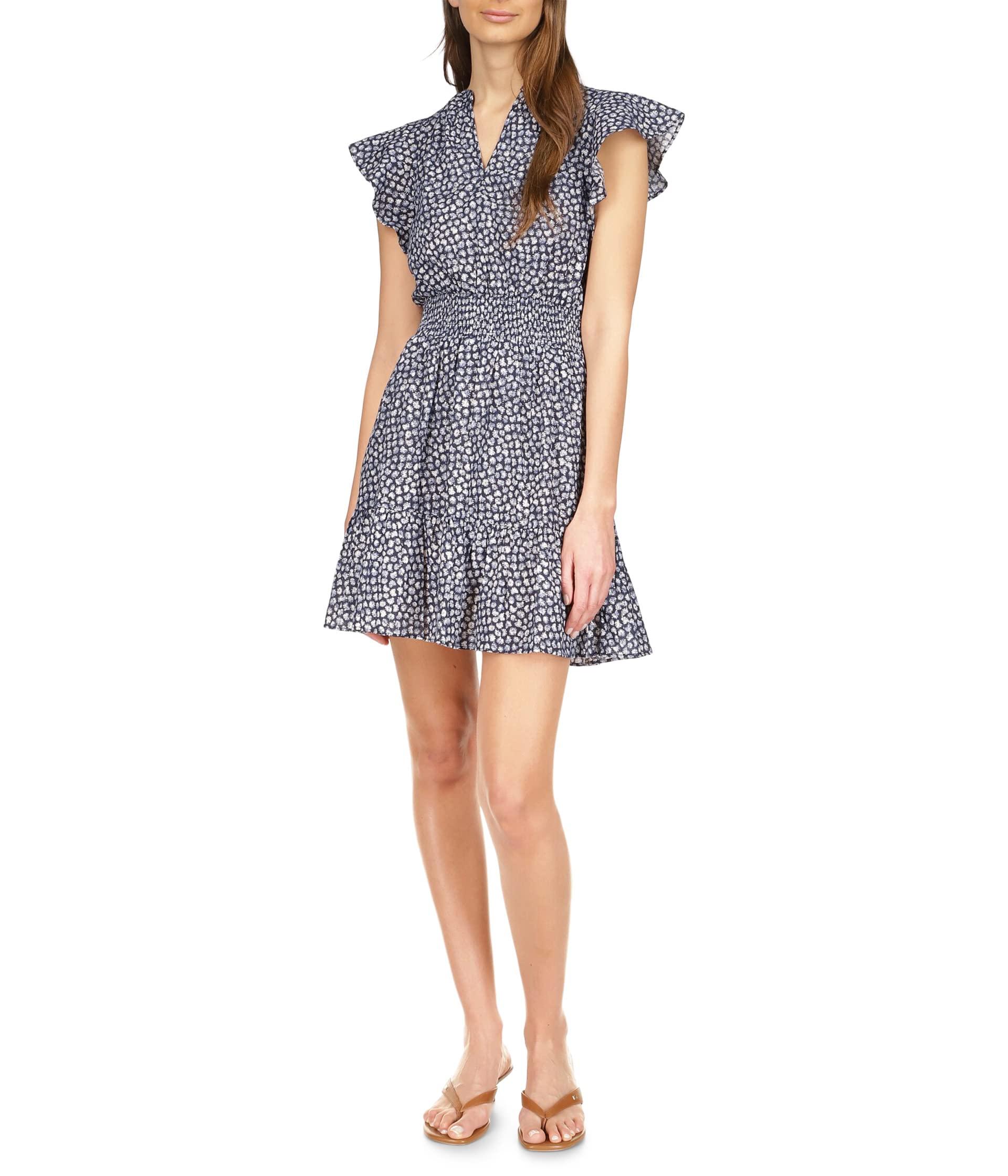 MICHAEL Michael Kors Mini Palm Beach Ruffle Dress in Blue | Lyst