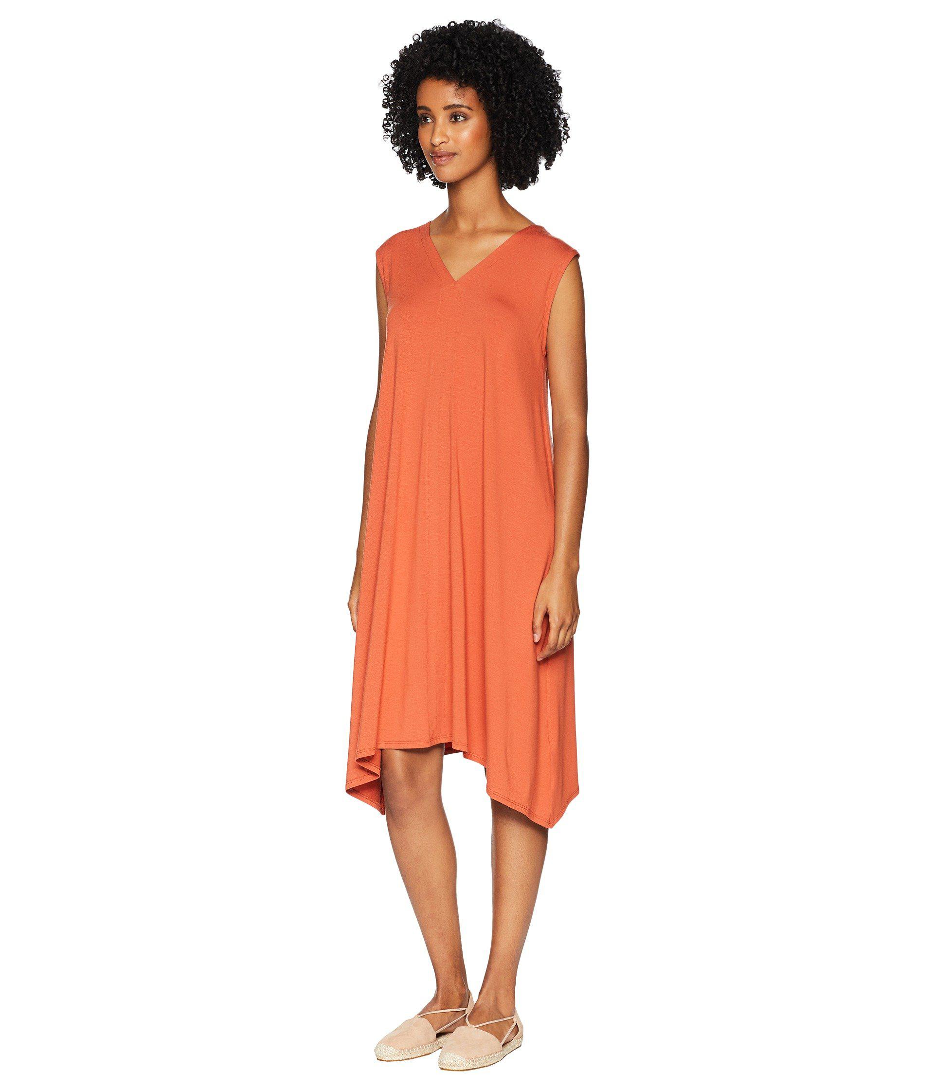 eileen fisher viscose jersey v neck dress