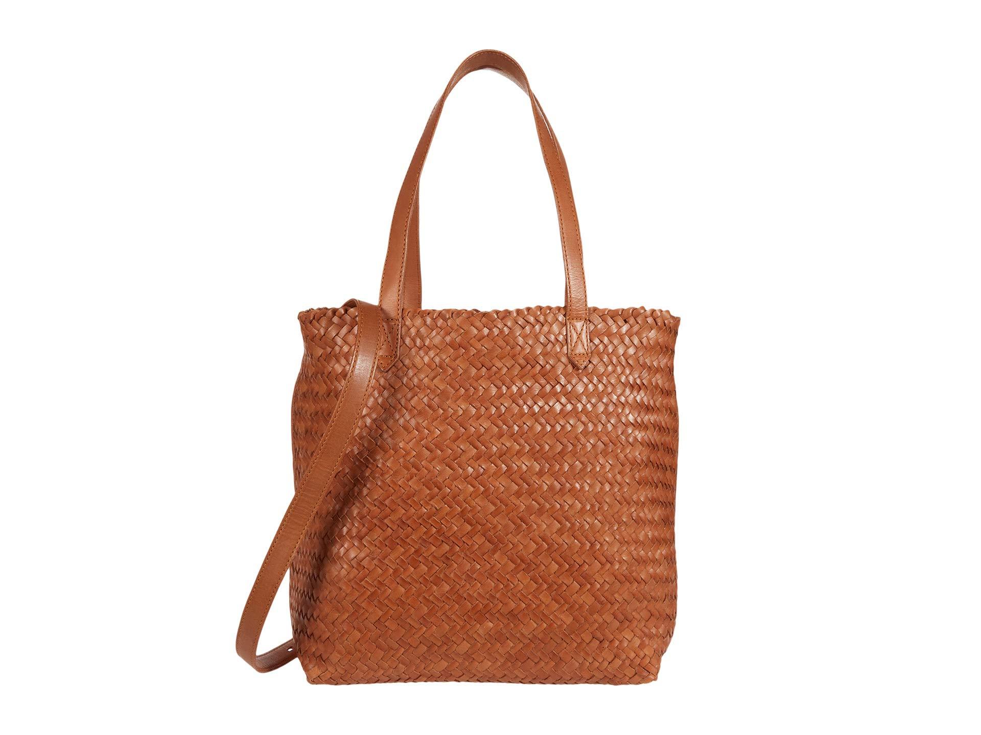 Madewell Leather Medium Transport Tote Woven Edition in Tan (Brown) - Lyst