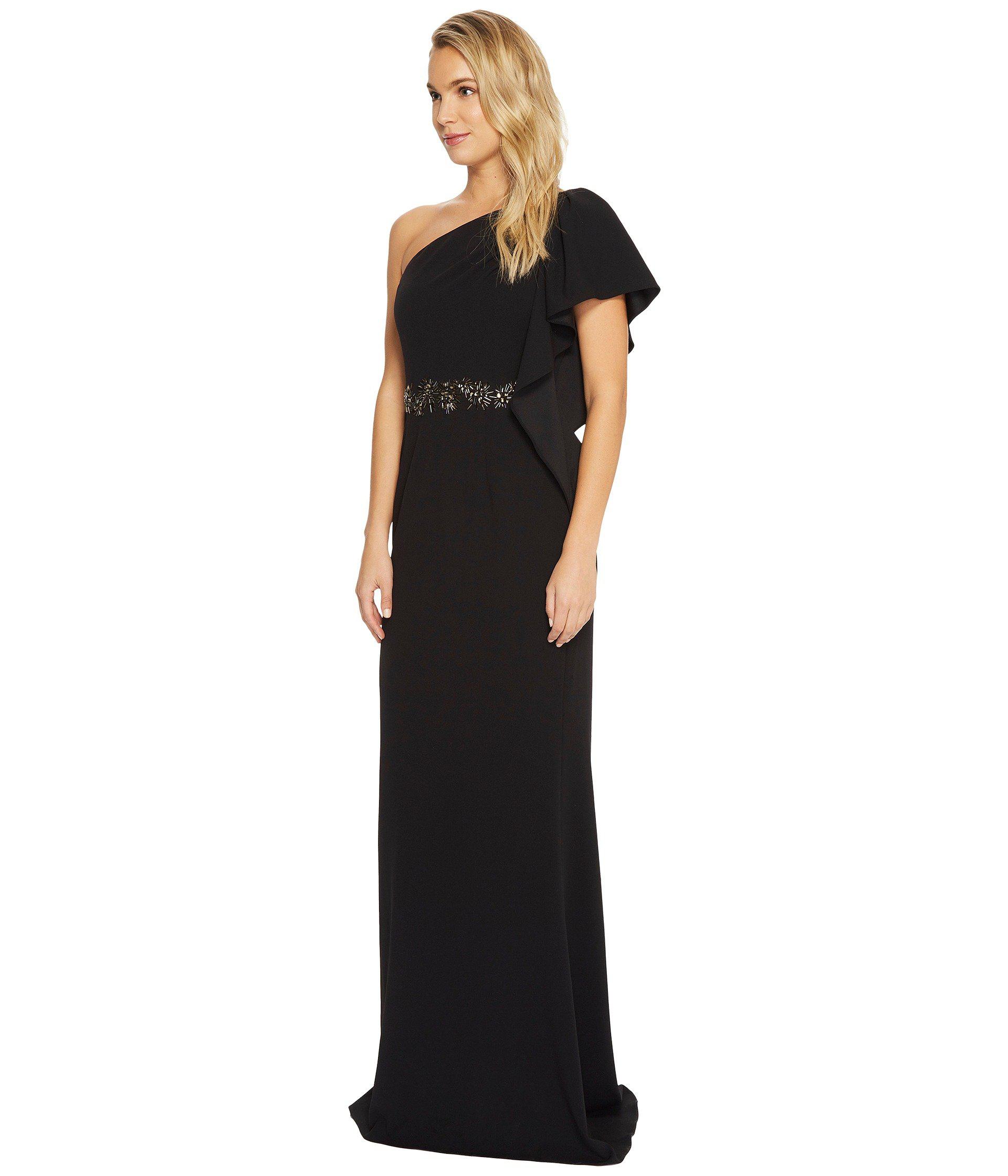 adrianna papell one shoulder crepe gown