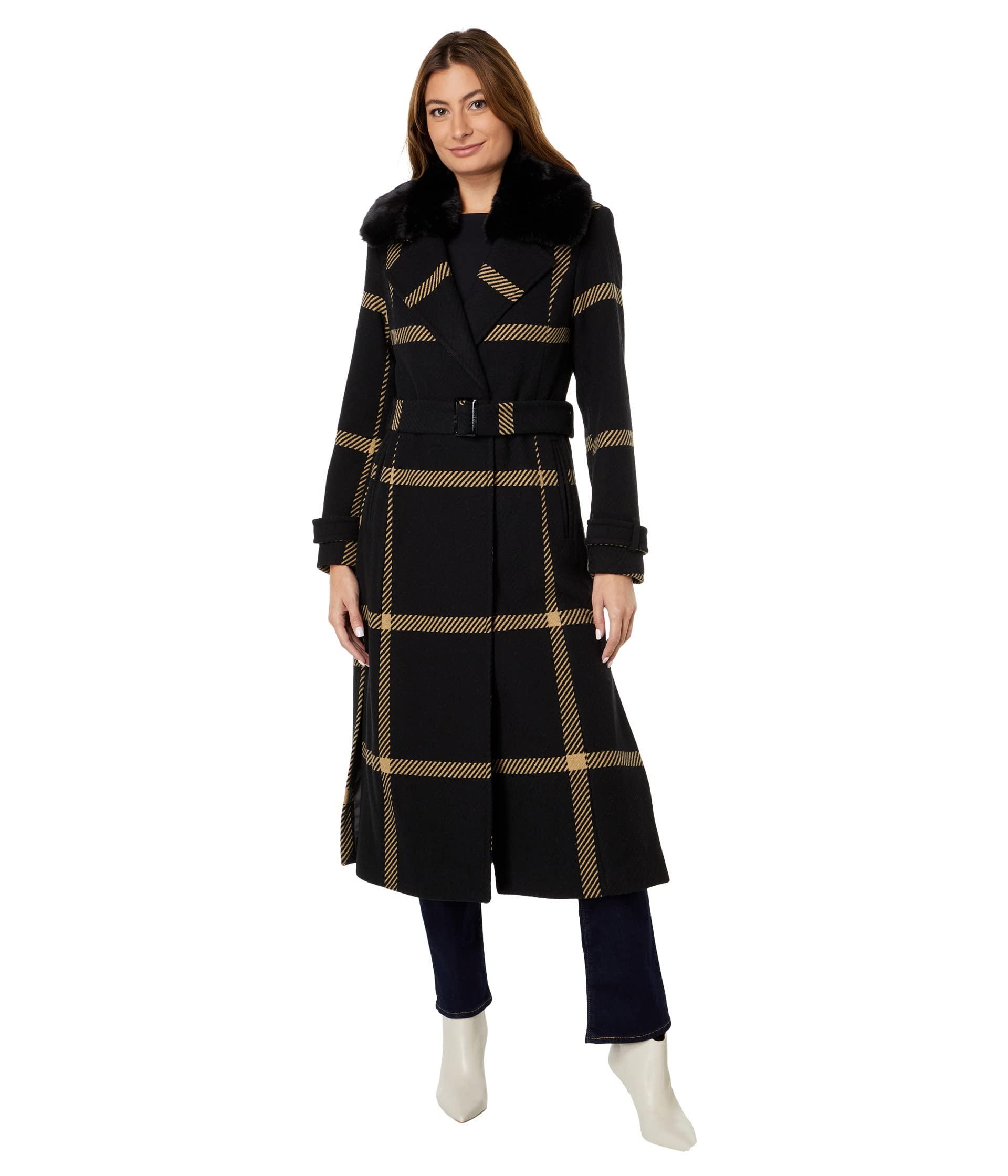 Vince Camuto Plaid Wool Coat V22767b in Black Lyst