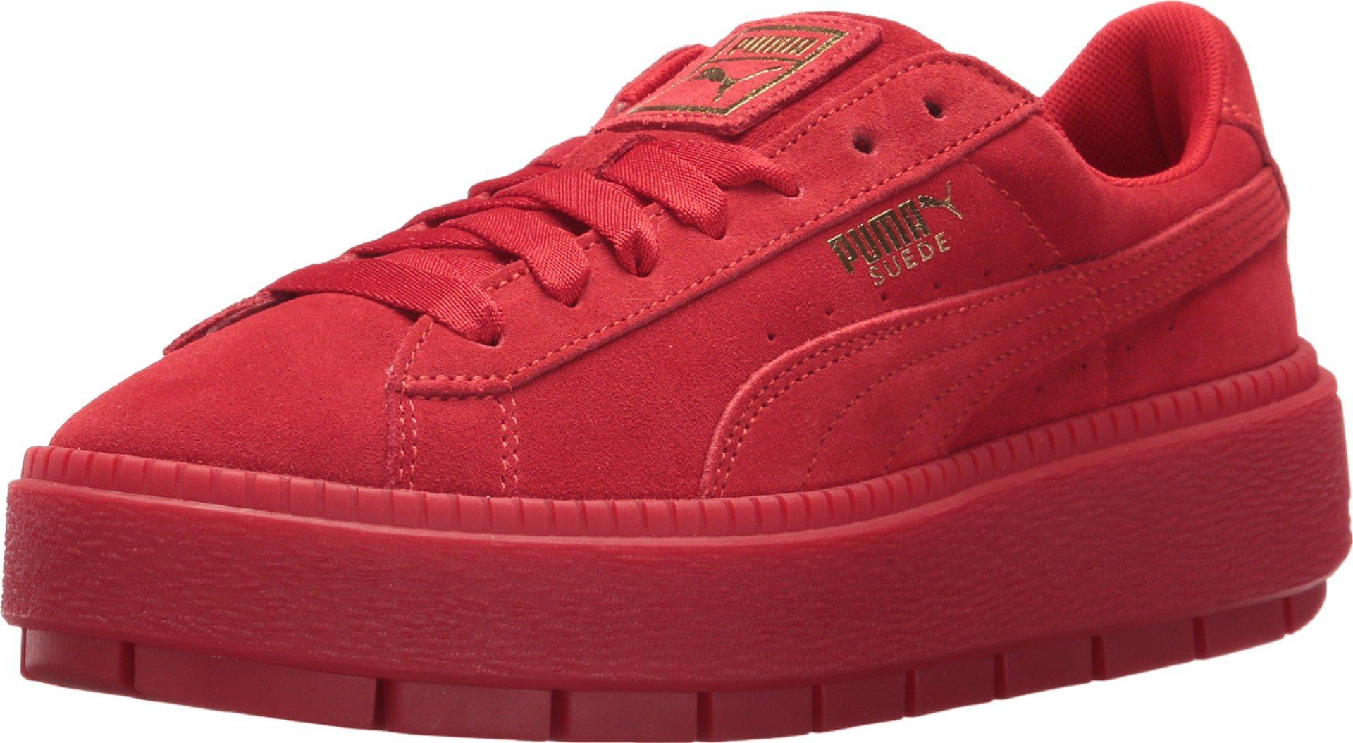 red puma suede platform