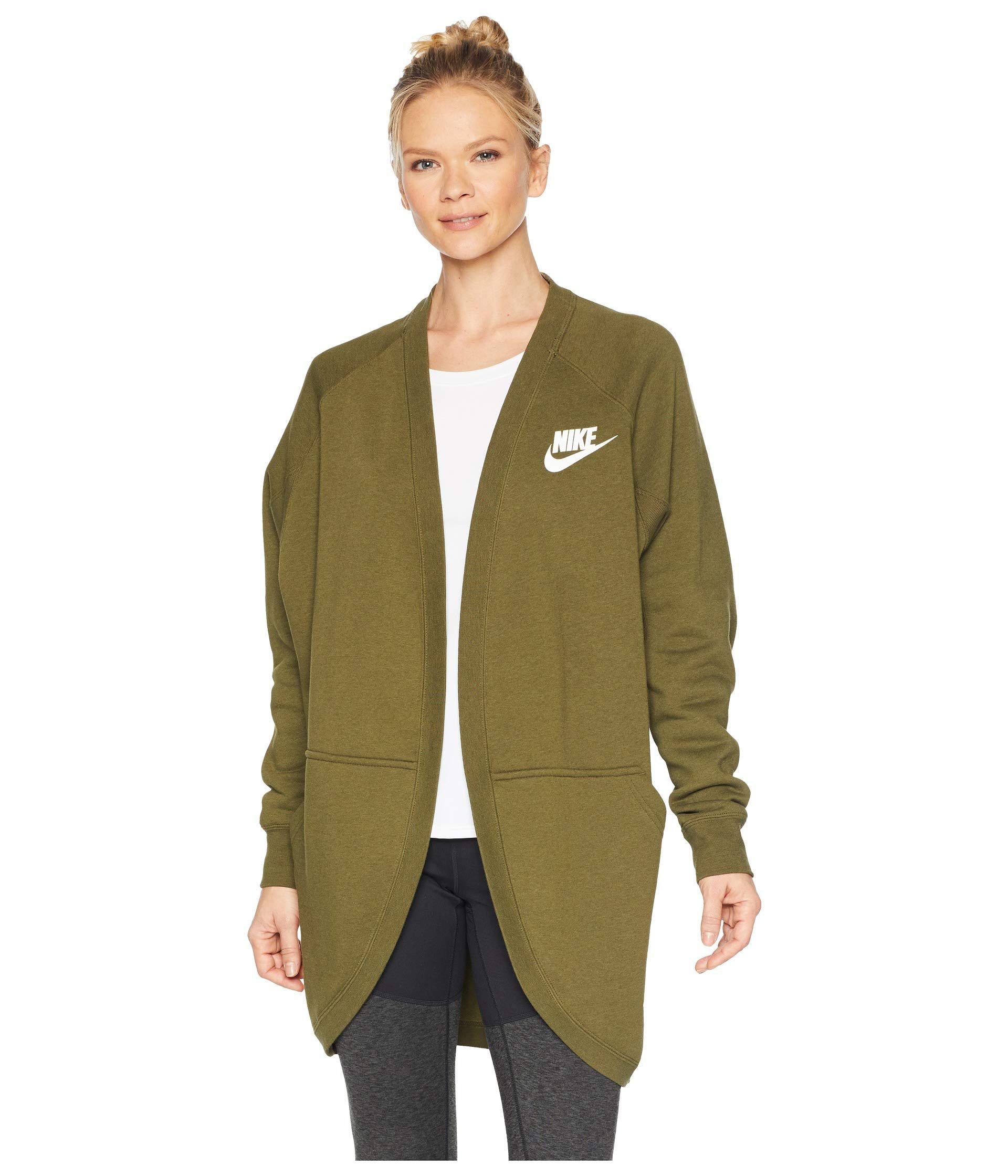 Nike Rally Rib Cardigan (grey Heather/pale Grey/white) Women's Sweater in  Green | Lyst