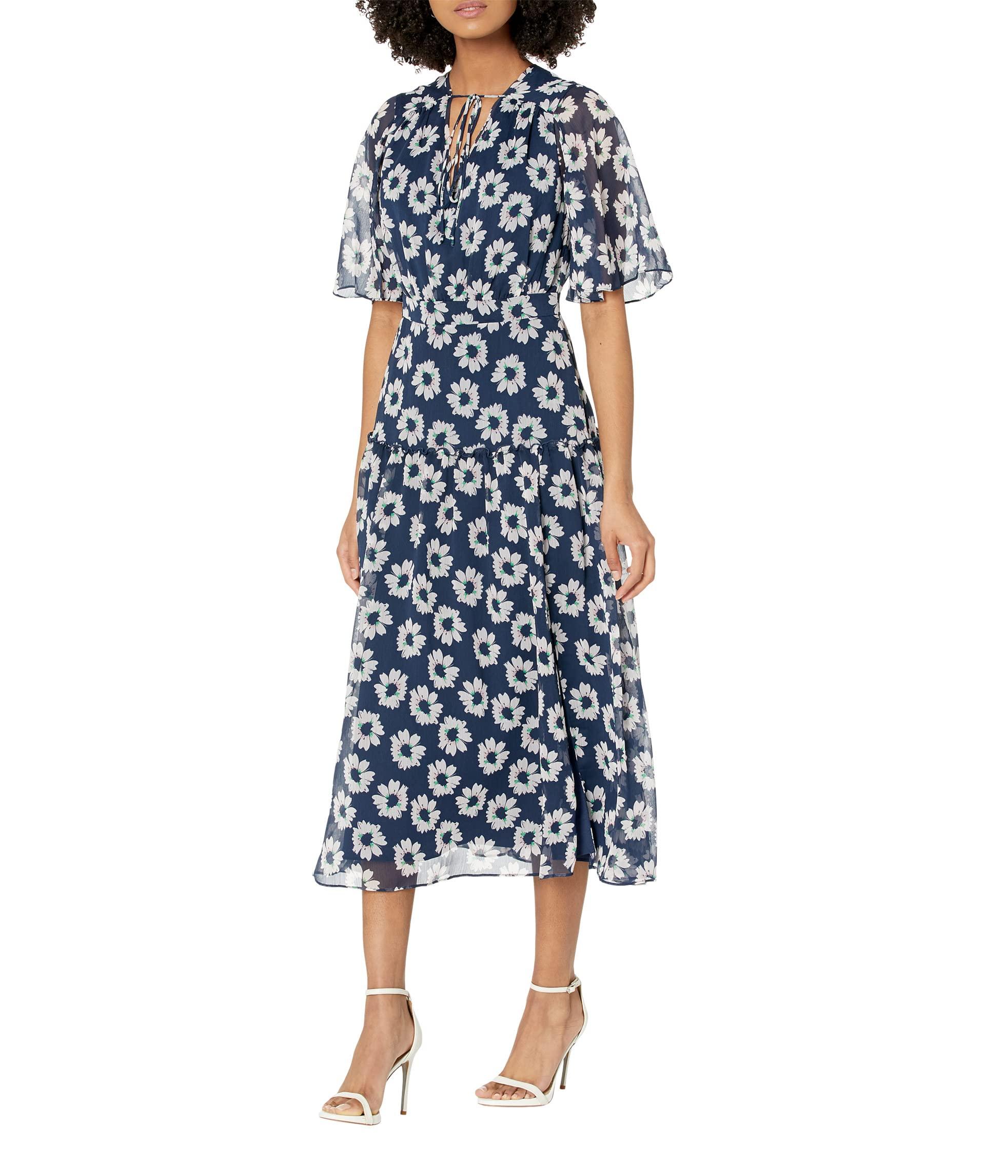 Ted Baker Marllee Fit-and-flare Tiered Midi Dress in Blue | Lyst