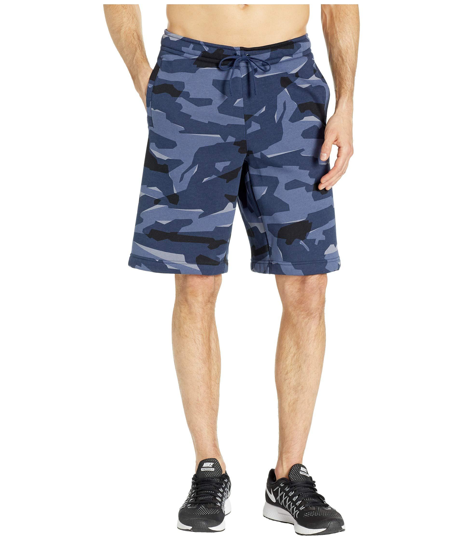 Nike Fleece Club Camouflage - Print Sweat Shorts in Navy/White (Blue) for  Men | Lyst