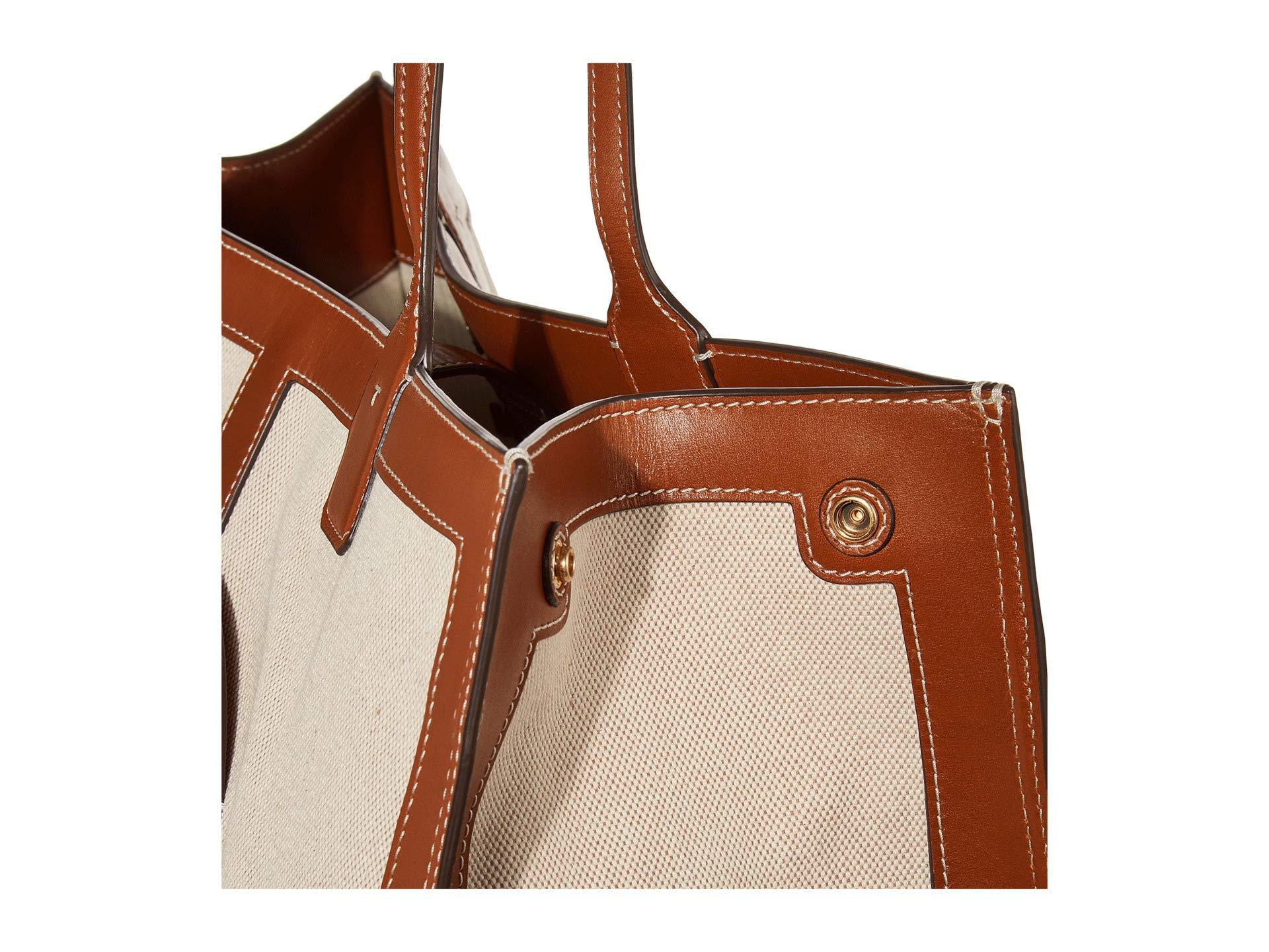 Tory Burch Ella Canvas Quadrant Tote in Khaki (Brown) Lyst