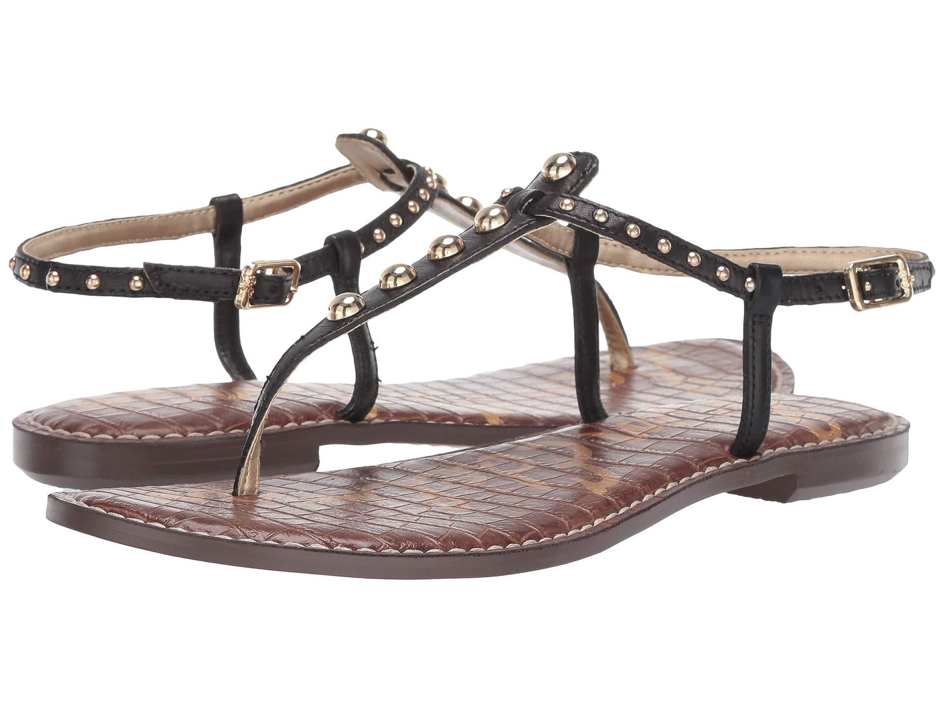  Sam  Edelman  Leather Gigi  Studded Flat Sandals  in Black 