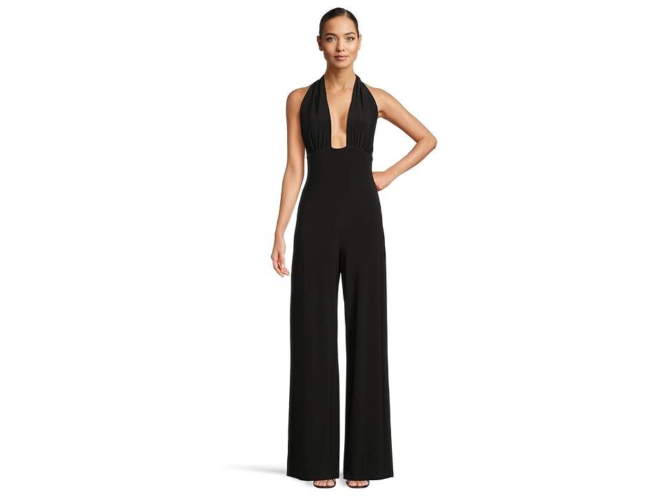 Norma Kamali Cross Halter Straight Leg Jumpsuit Jumpsuit