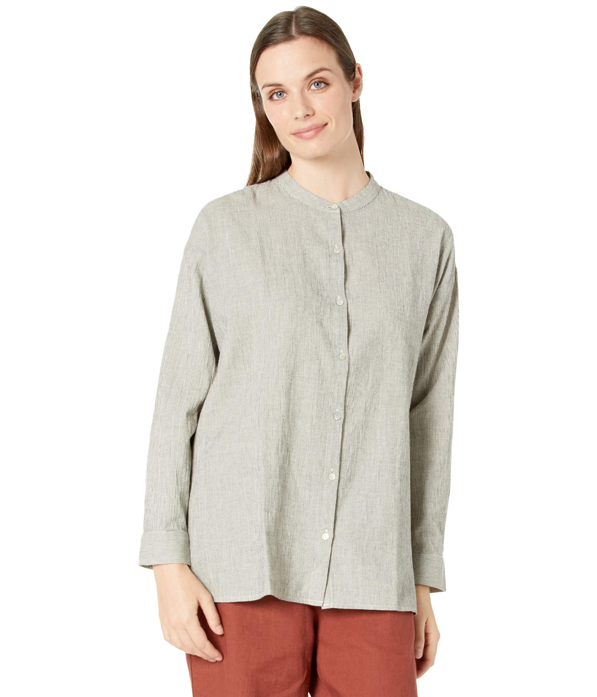 Eileen Fisher Organic Cotton Mandarin Collar Shirt  Shirt outfit women,  Clothes for women, Mandarin collar shirt women
