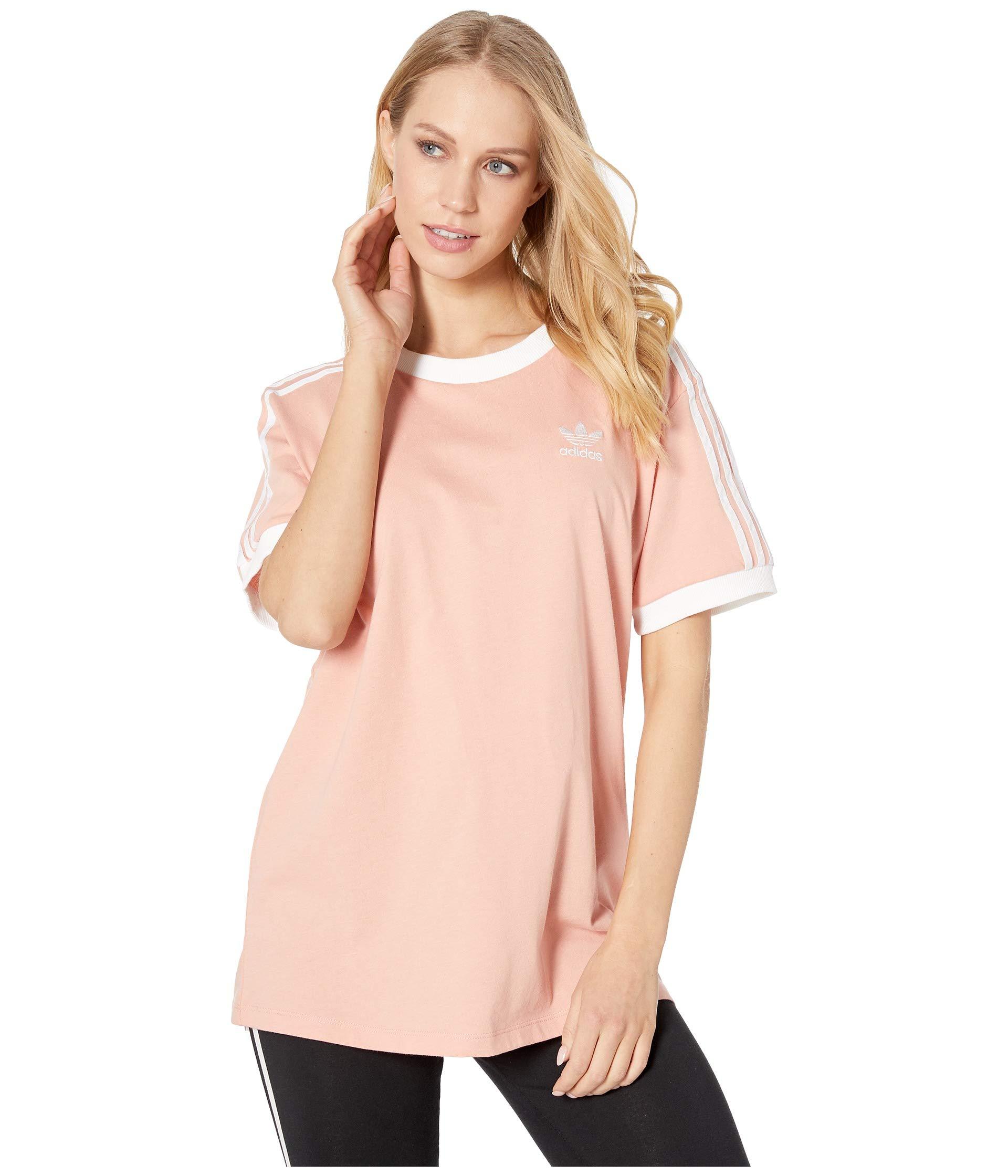adidas 3 stripe tee pink