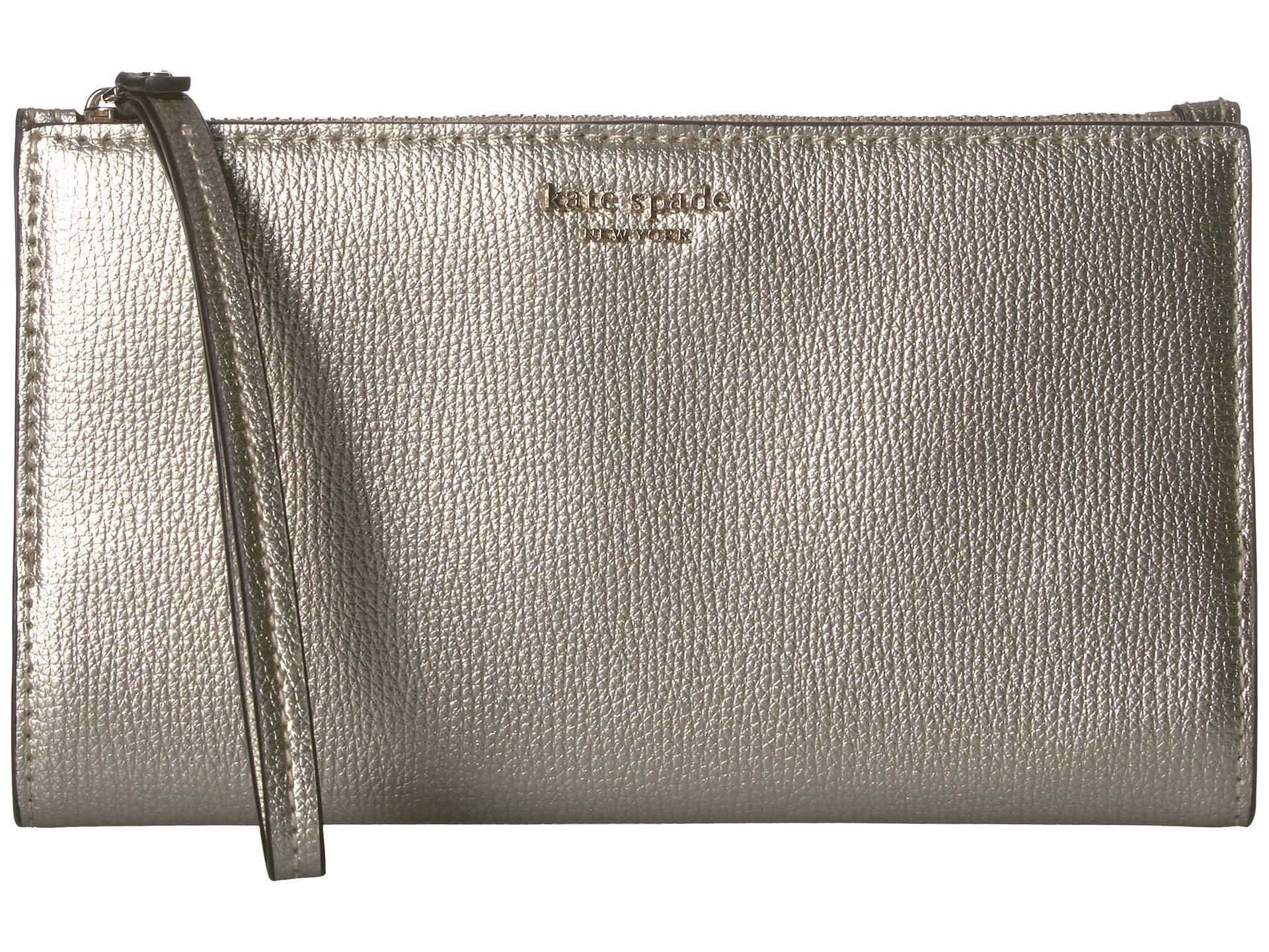 Kate Spade Leather Sylvia Large Continental Wristlet in Gold (Metallic